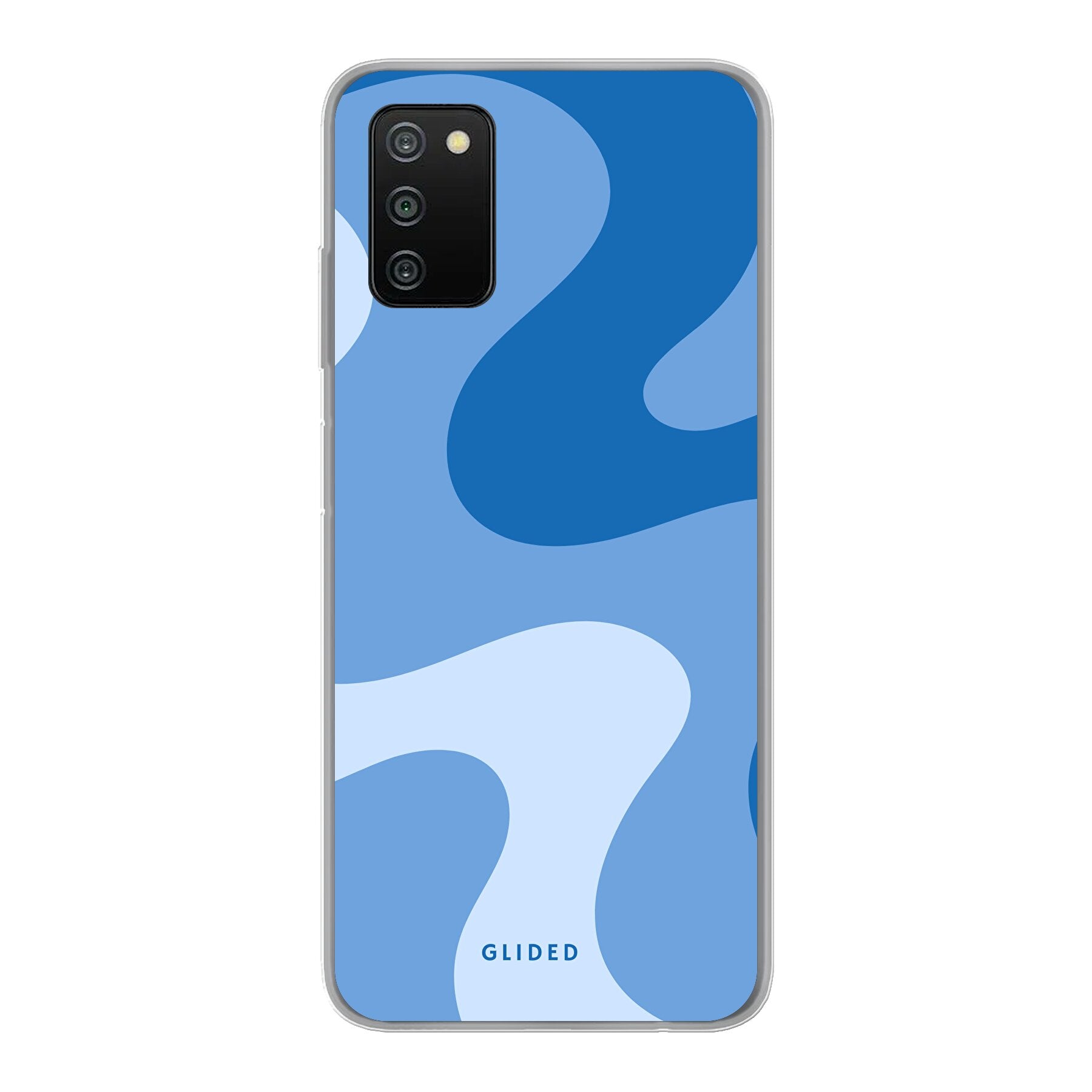 Blue Wave Handyhülle für Samsung Galaxy A03s mit abstraktem Design und stoßfestem Schutz.