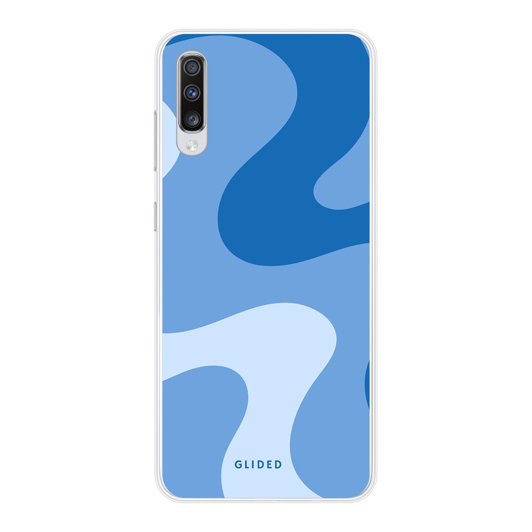 Blue Wave Handyhülle für Samsung Galaxy A70 mit abstraktem Design in Blau, bietet Schutz und Stil.