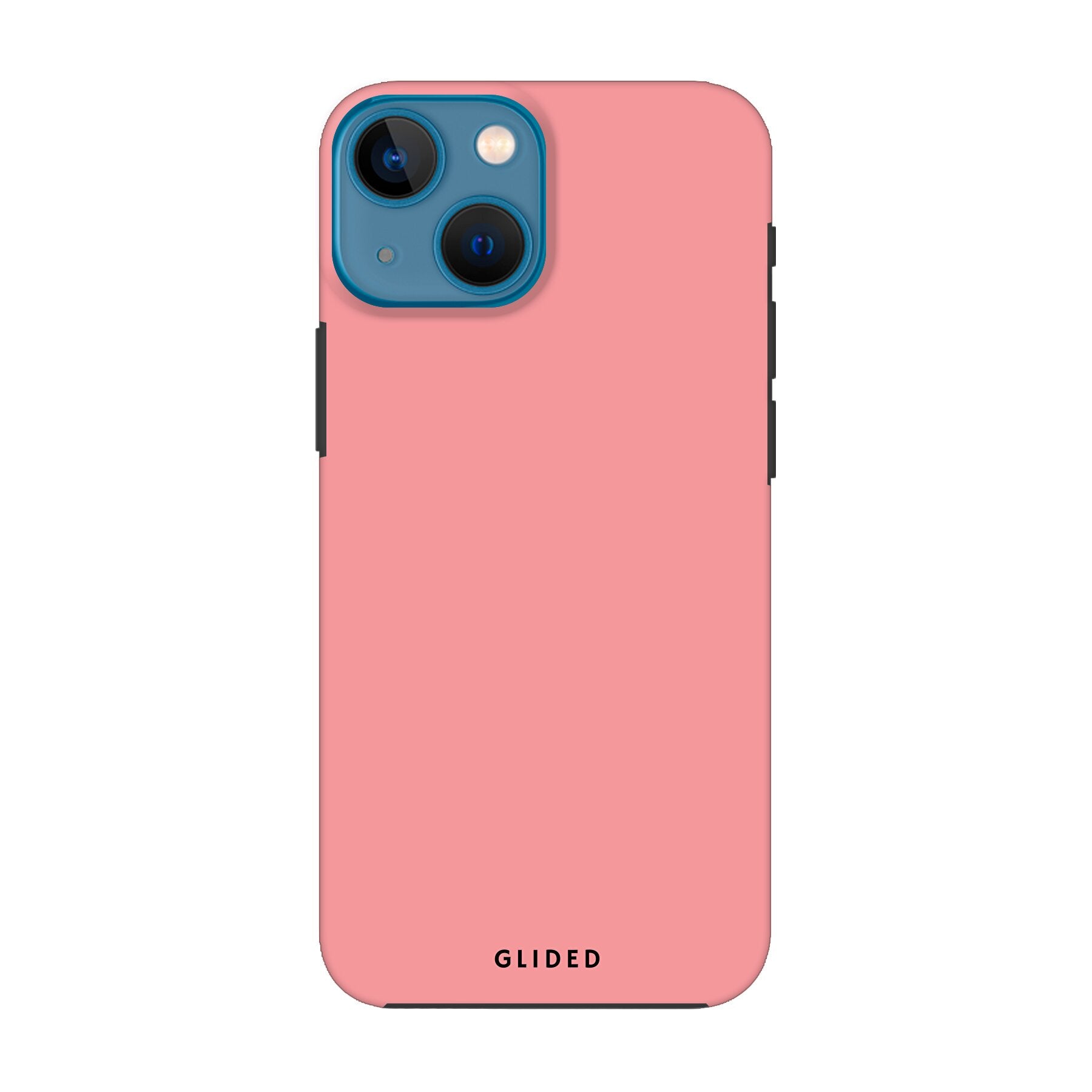 Die 'Blush Bloom' iPhone 13 mini Handyhülle in sanftem Rosaton mit floralem Design, ideal für stilvollen Schutz.