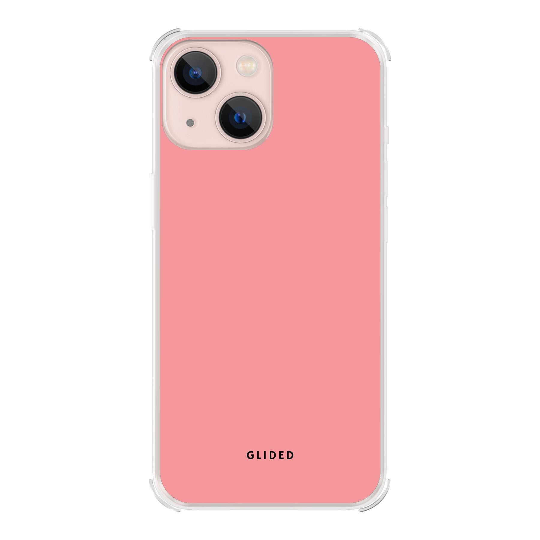 Die 'Blush Bloom' iPhone 13 mini Handyhülle in sanftem Rosaton mit floralem Design, ideal für stilvollen Schutz.