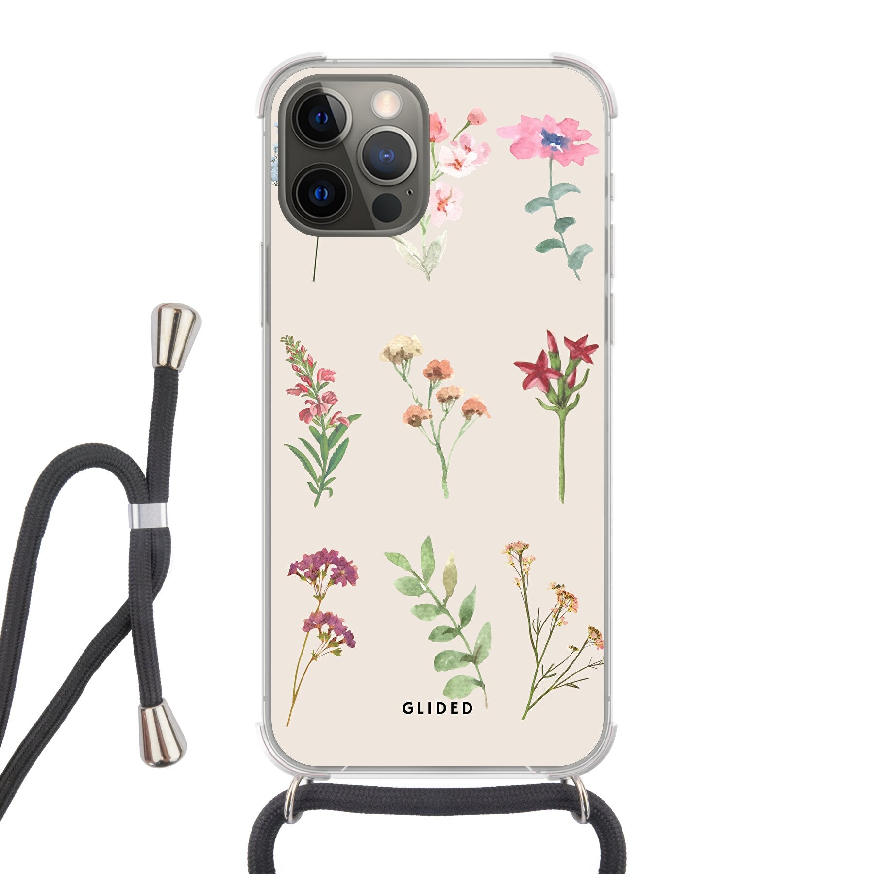 Botanical Garden iPhone 12 Pro Handyhülle mit lebendigen Blumenmotiven und elegantem Design, ideal für Naturliebhaber.