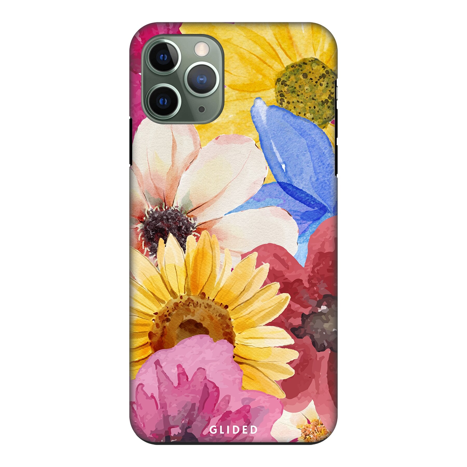 Bouquet iPhone 11 Pro Handyhülle mit floralen Designs, die lebendige Blumen und elegante Farben zeigt.