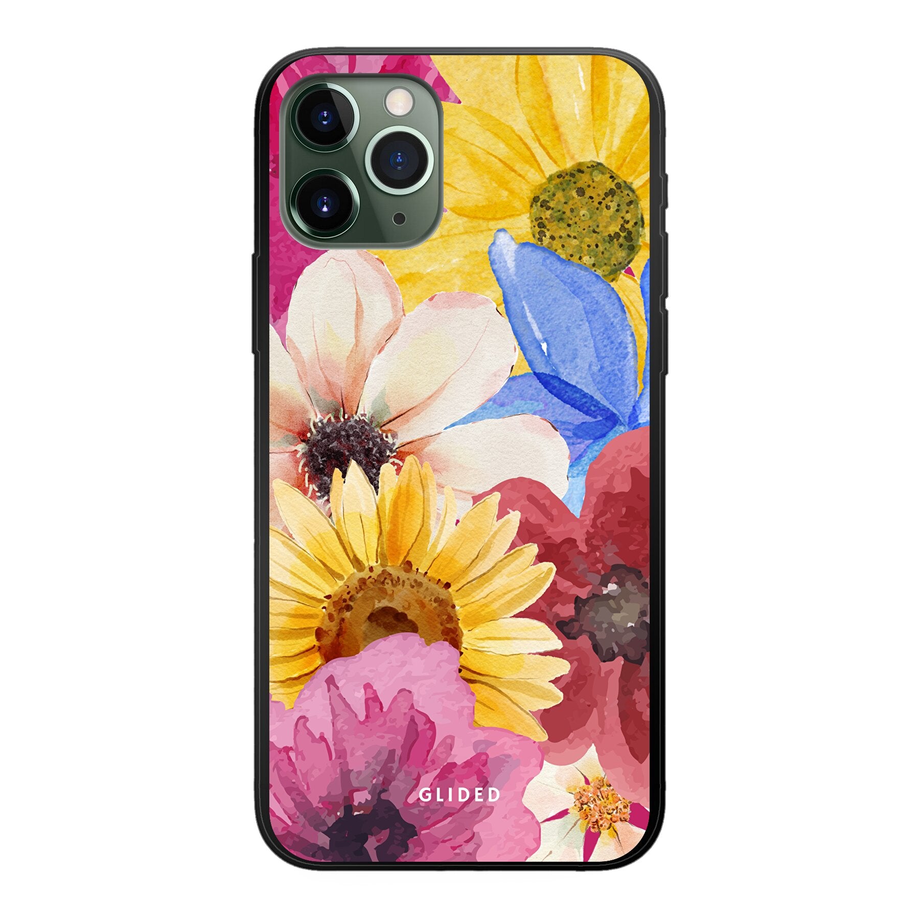 Bouquet iPhone 11 Pro Handyhülle mit floralen Designs, die lebendige Blumen und elegante Farben zeigt.