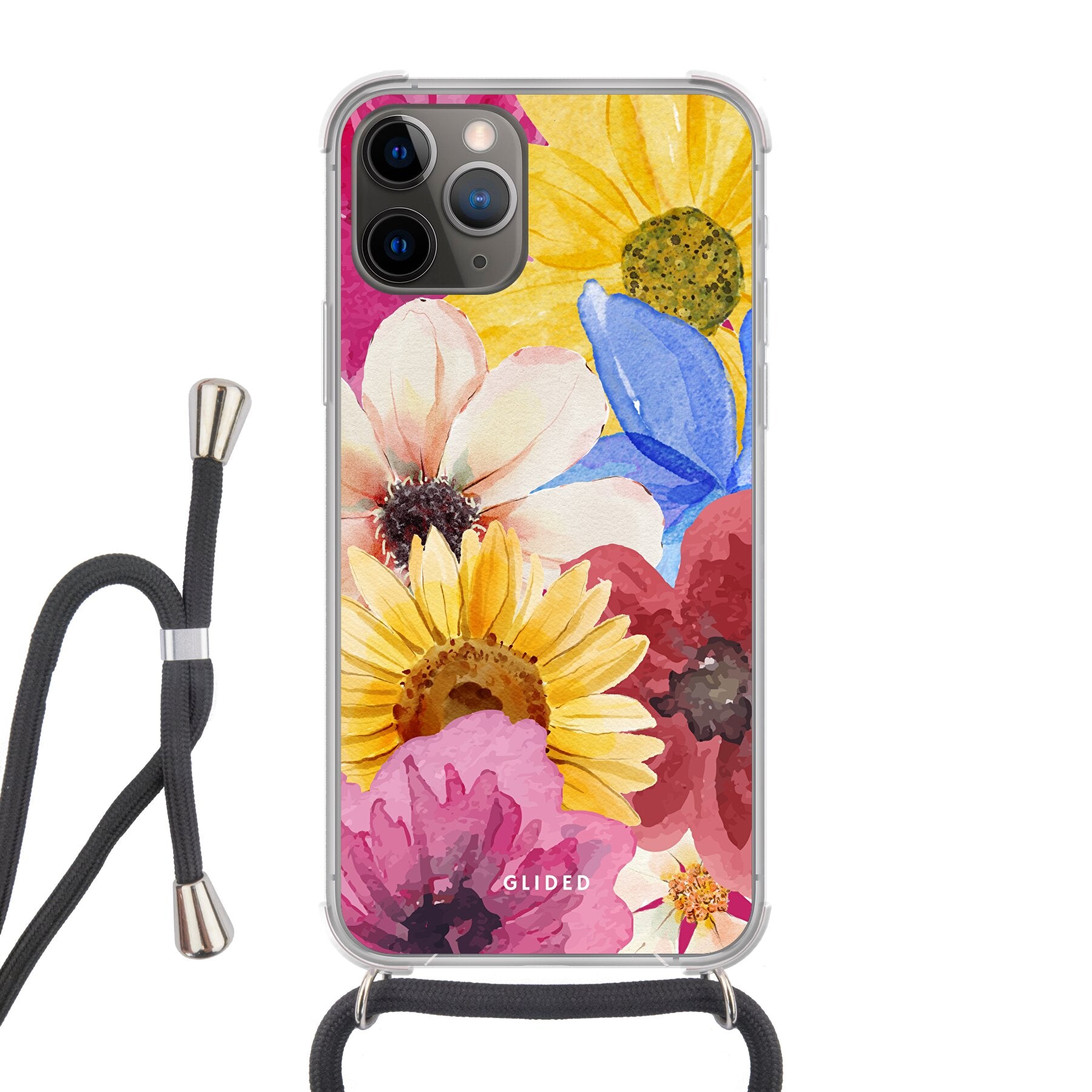 Bouquet iPhone 11 Pro Handyhülle mit floralen Designs, die lebendige Blumen und elegante Farben zeigt.