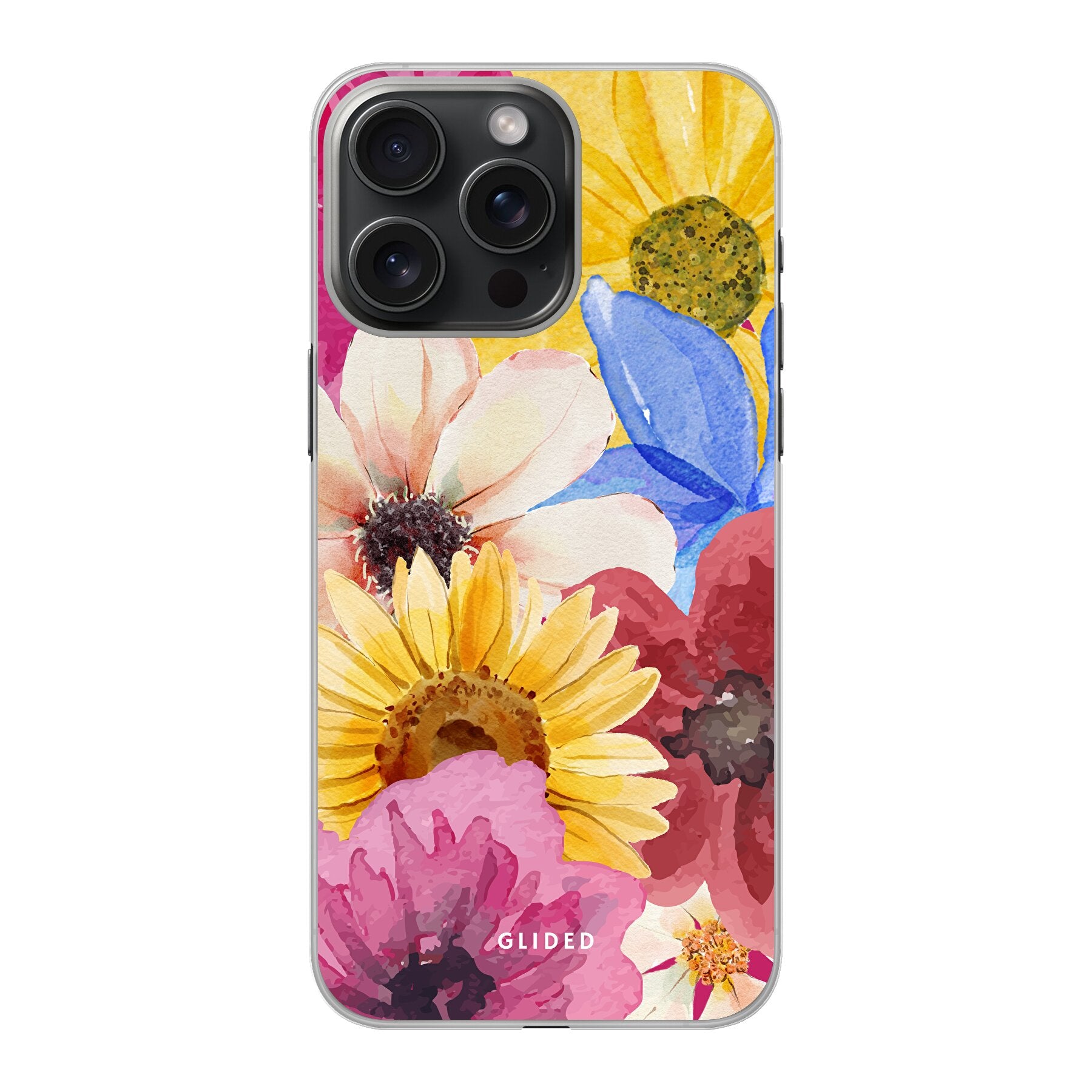 Bouquet iPhone 15 Pro Handyhülle mit lebendigen Blumenmotiven, die stilvollen Schutz bietet.