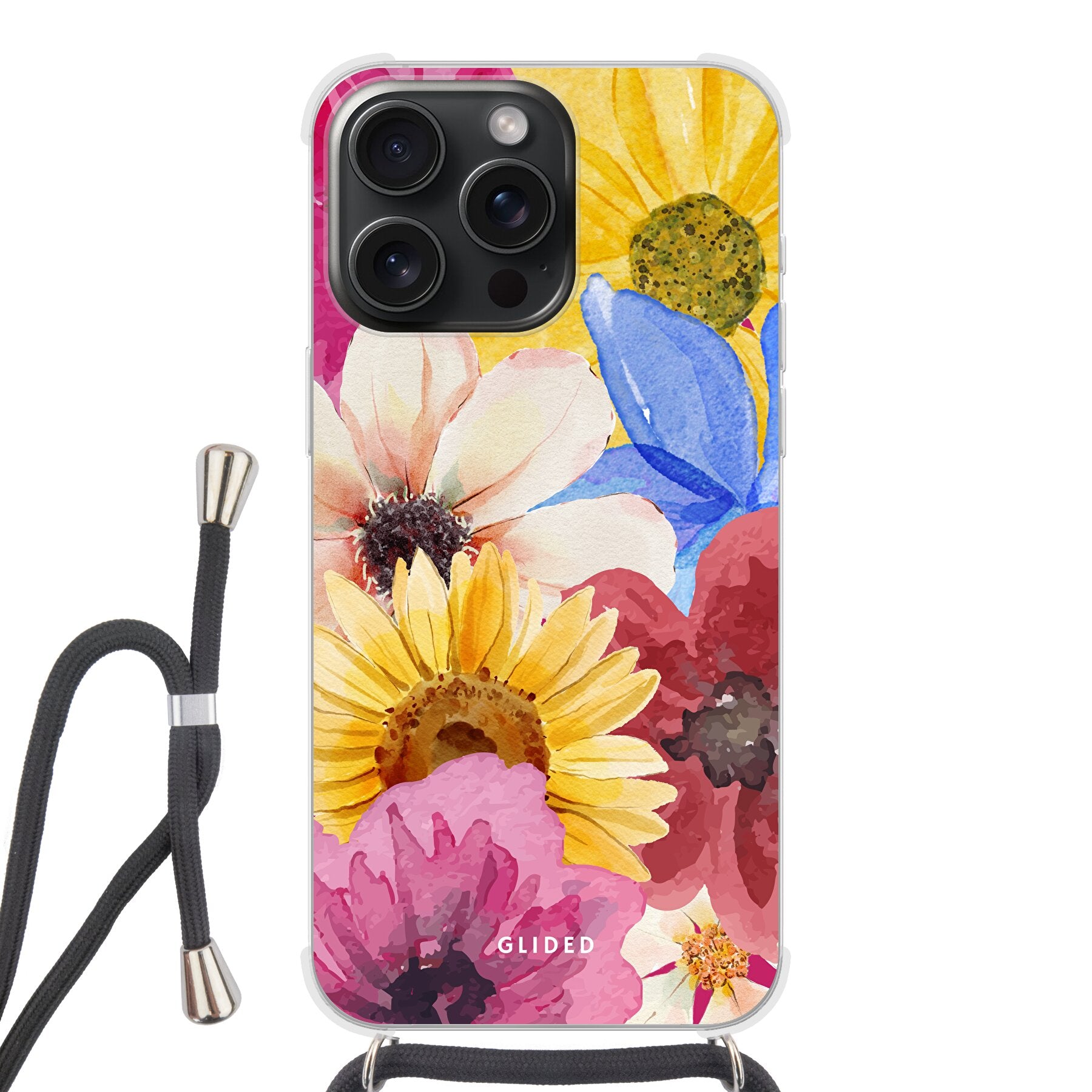 Bouquet iPhone 15 Pro Handyhülle mit lebendigen Blumenmotiven, die stilvollen Schutz bietet.