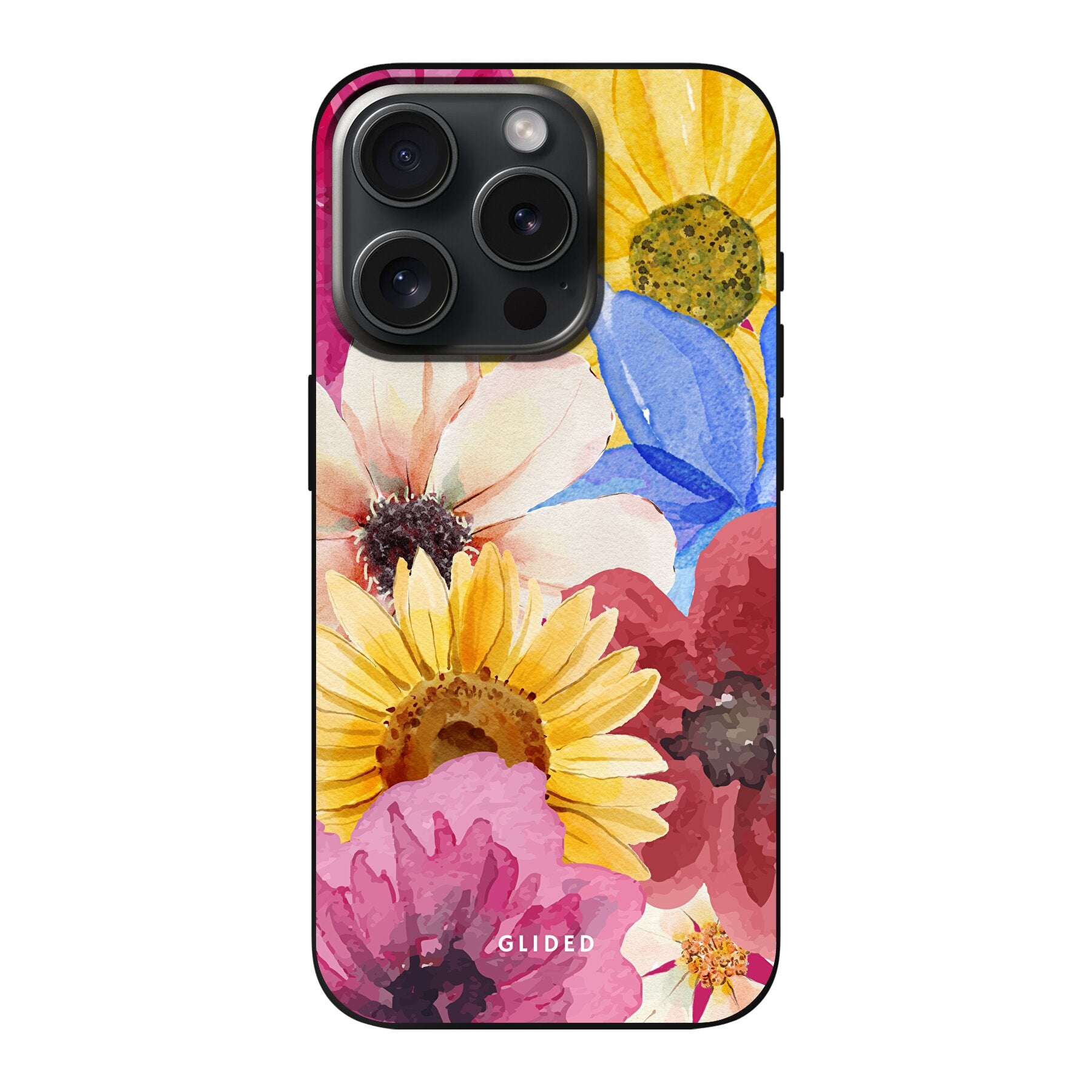 Bouquet iPhone 15 Pro Handyhülle mit lebendigen Blumenmotiven, die stilvollen Schutz bietet.