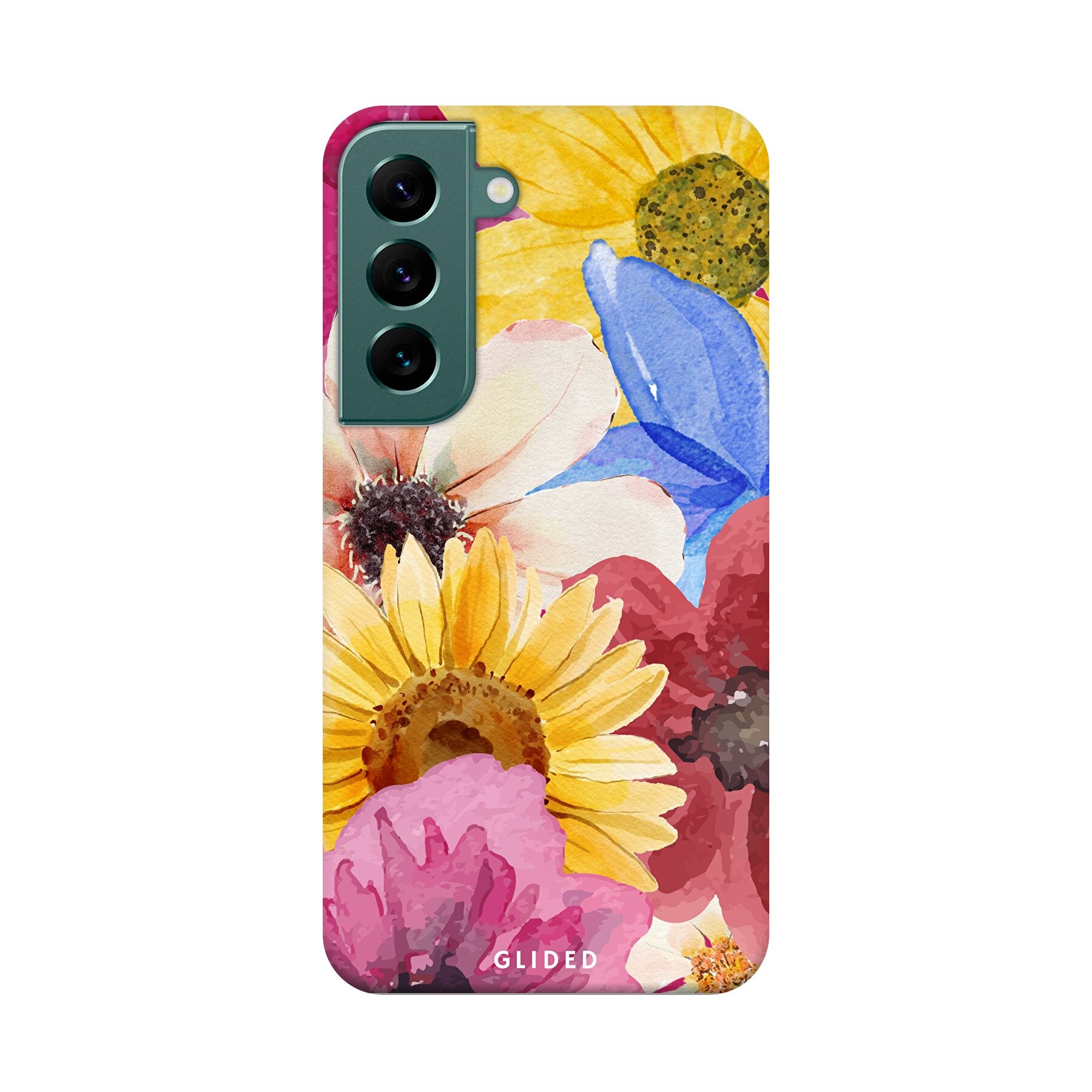Bouquet Handyhülle für Samsung Galaxy S22 mit floralen Designs, die lebendige Blumen und elegante Farben zeigt.