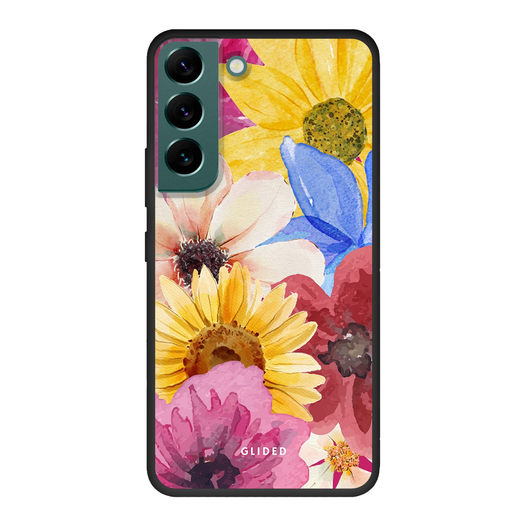 Bouquet Handyhülle für Samsung Galaxy S22 mit floralen Designs, die lebendige Blumen und elegante Farben zeigt.