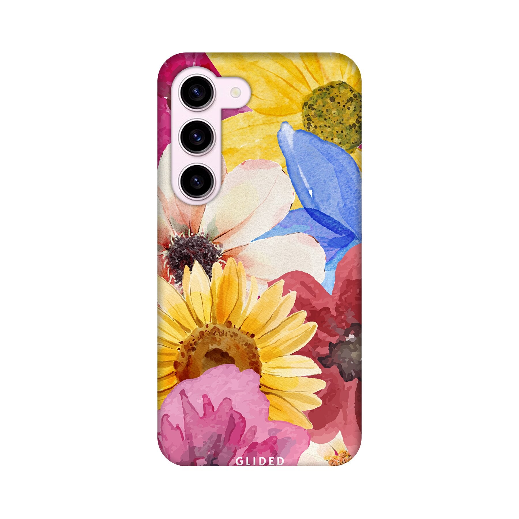 Bouquet Handyhülle für Samsung Galaxy S24 mit floralen Designs in lebendigen Farben, die Schutz und Stil vereint.