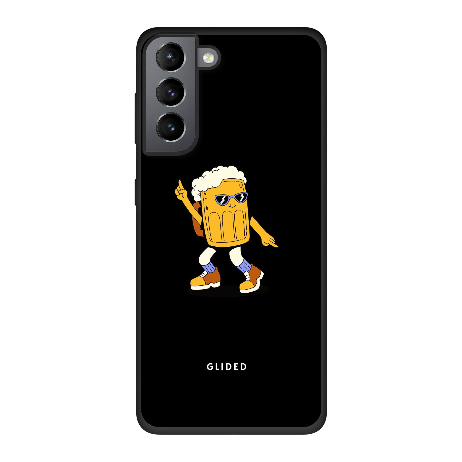 Brew Dance Handyhülle für Samsung Galaxy S10 mit fröhlichem tanzendem Bierdesign auf lebhaftem Hintergrund.