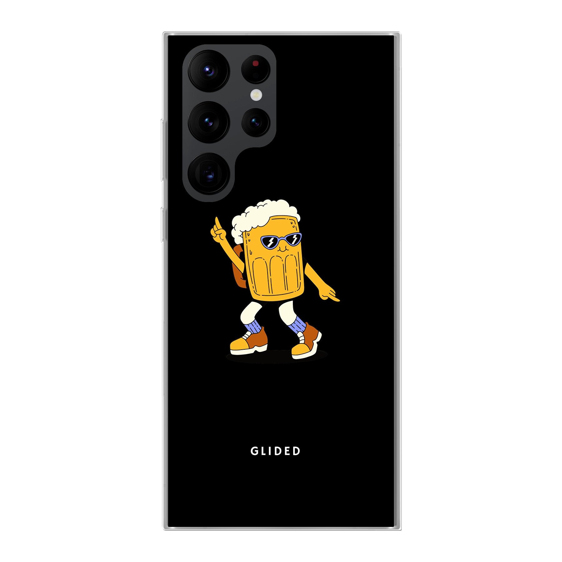 Brew Dance Handyhülle für Samsung Galaxy S20 Ultra mit einem fröhlichen tanzenden Bierdesign auf lebhaftem Hintergrund.