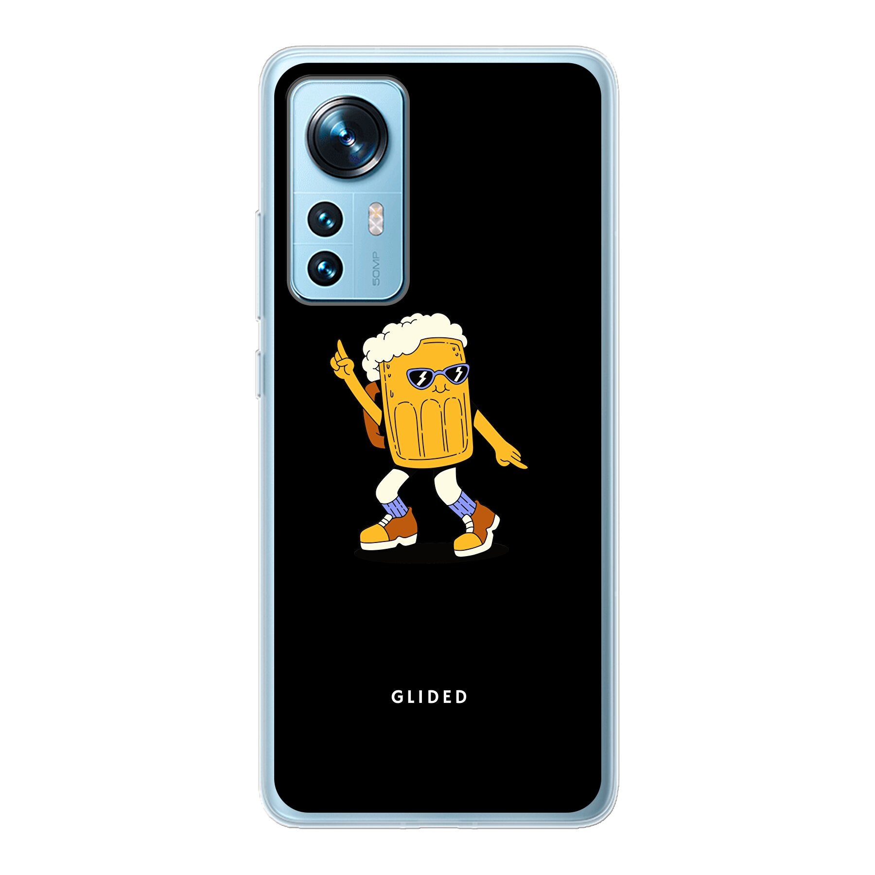 Brew Dance Handyhülle für Xiaomi 12 mit fröhlichem tanzendem Bierdesign auf lebhaftem Hintergrund.