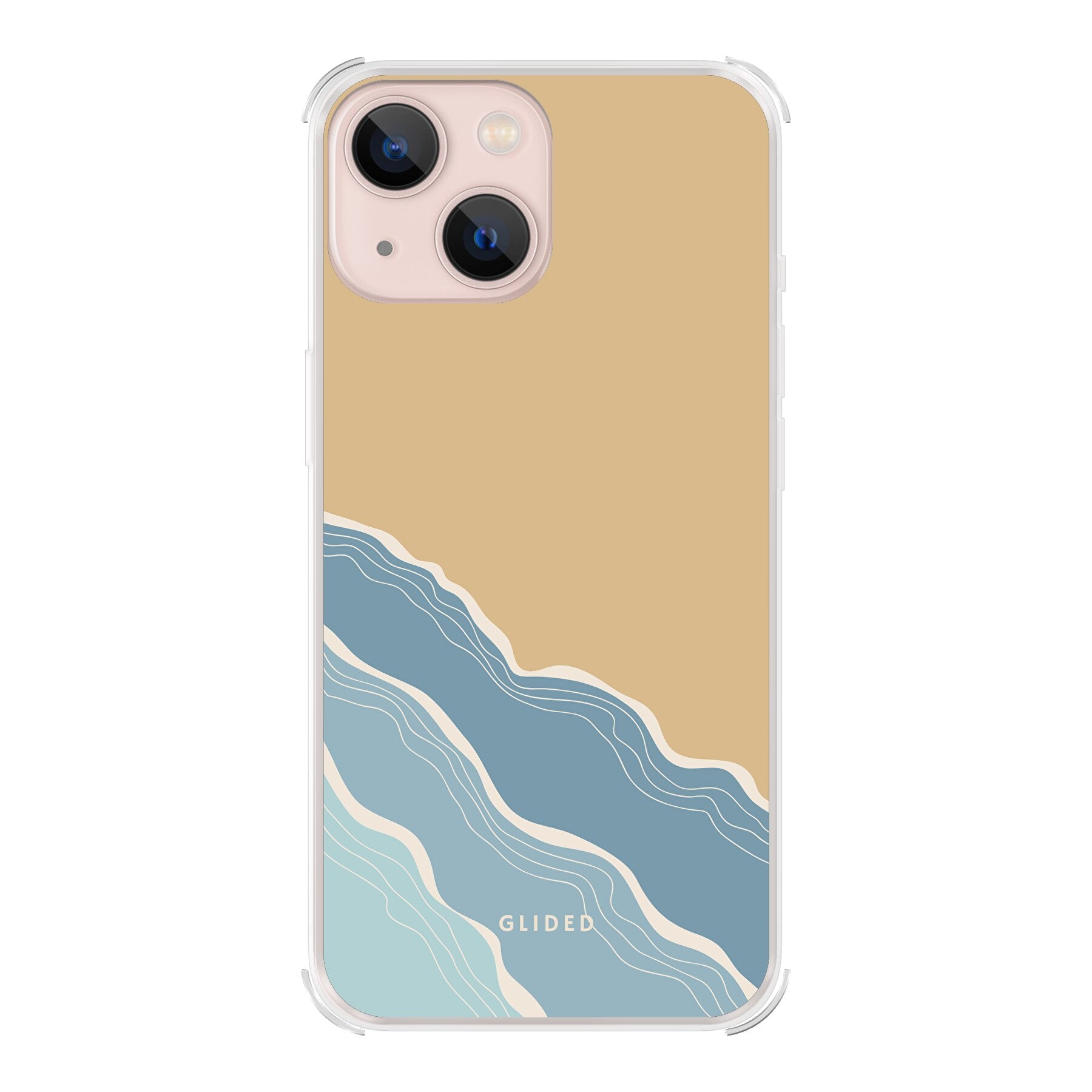 Breeze iPhone 13 mini Handyhülle mit einzigartigem Stranddesign, idealer Schutz und schlankes Profil.