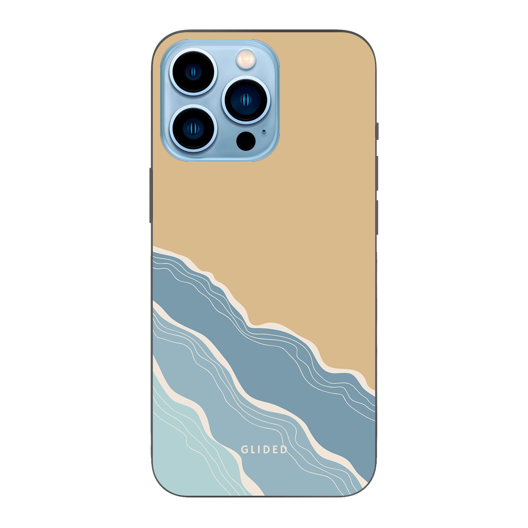 Breeze iPhone 13 Pro Max Handyhülle mit einzigartigem Stranddesign, idealer Schutz und schlankes Profil.