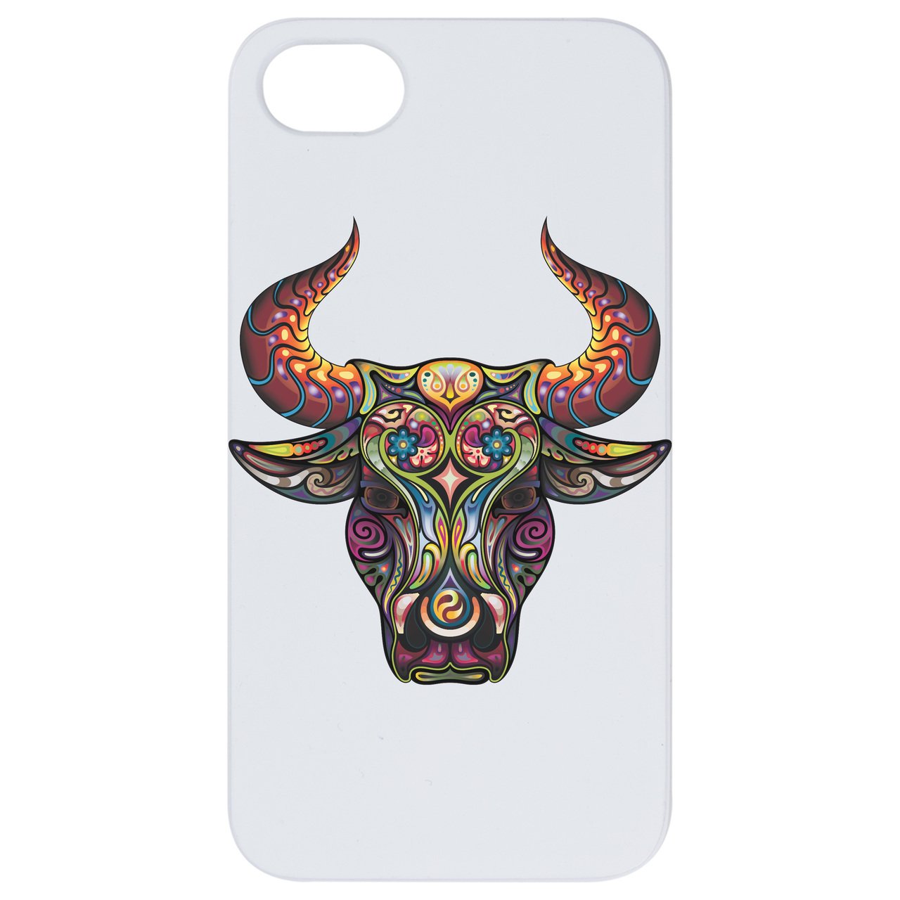 Bull Head UV Color Printed phone case showcasing unique wood design and protective features.