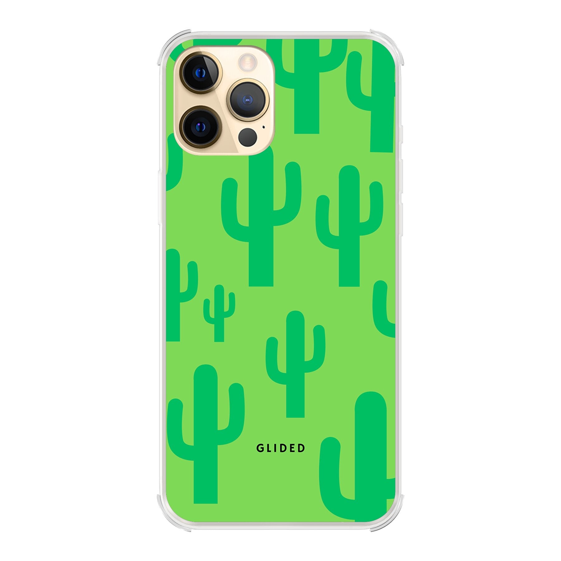 Cactus Spikes Handyhülle für iPhone 12 Pro Max mit lebendigem Kaktusdesign auf grünem Hintergrund.