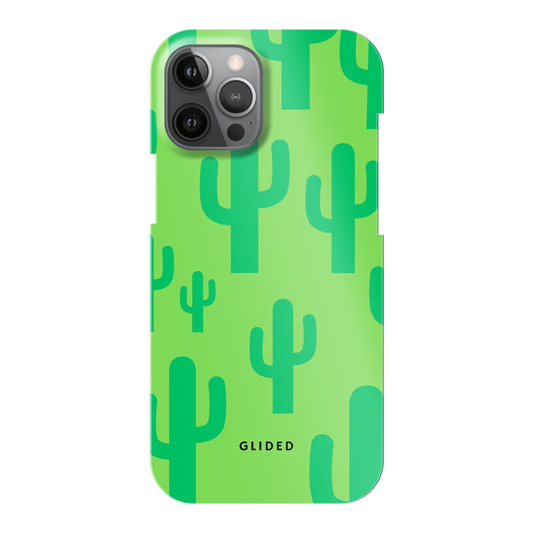 Cactus Spikes Handyhülle für iPhone 12 Pro Max mit lebendigem Kaktusdesign auf grünem Hintergrund.