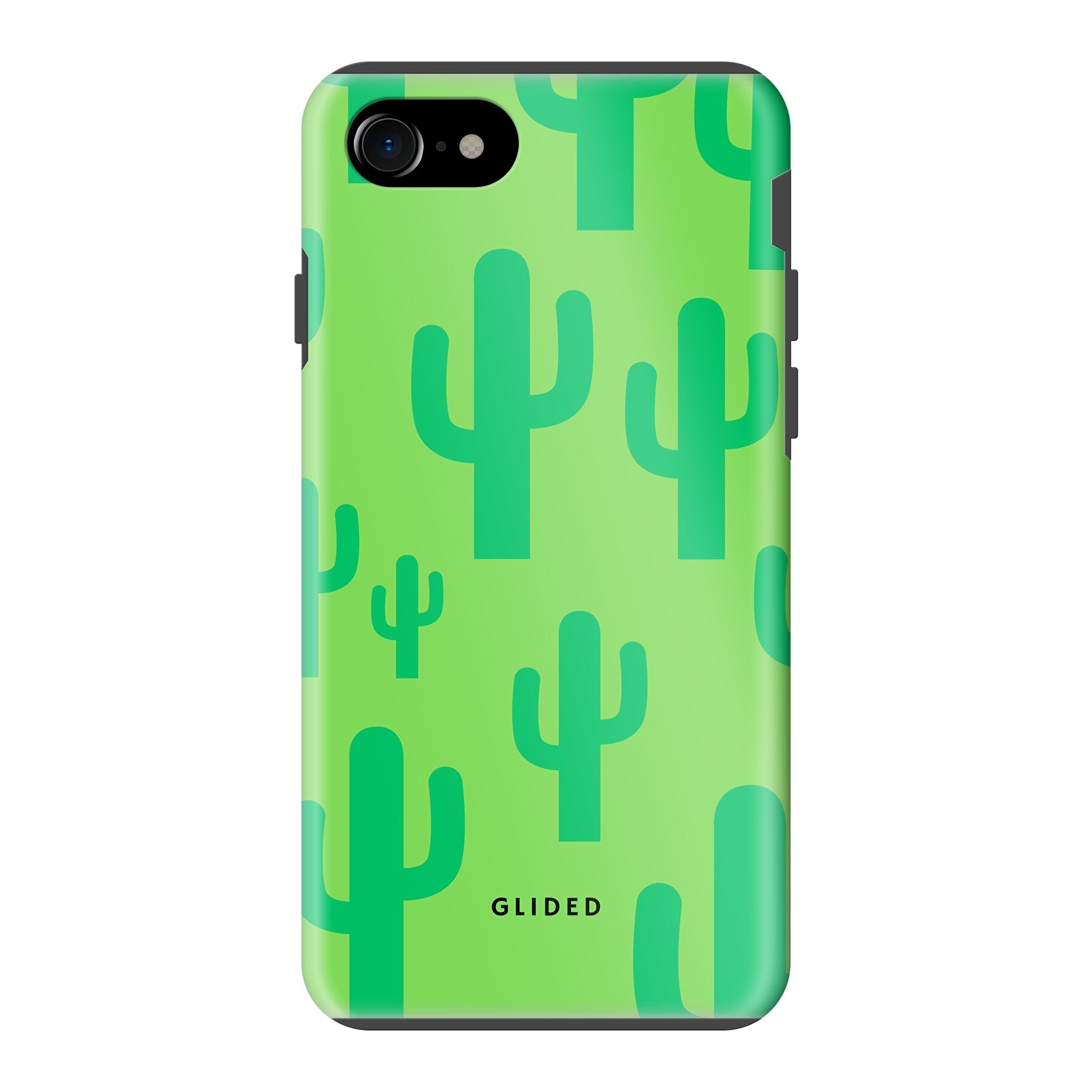 Cactus Spikes iPhone 7 Handyhülle mit lebendigem Kaktus-Design auf grünem Hintergrund, idealer Schutz und stilvolles Accessoire.