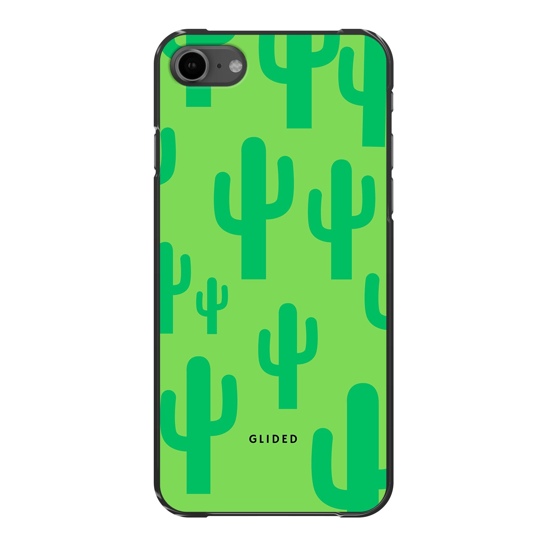 Cactus Spikes Handyhülle für iPhone SE 2020 mit lebendigen Kaktus-Motiven auf grünem Hintergrund, stilvoll und schützend.