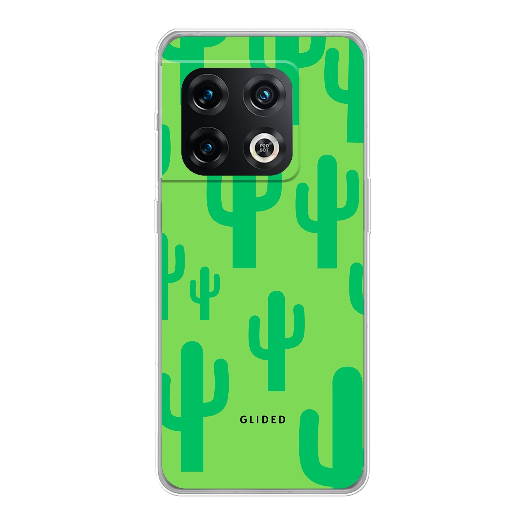 Cactus Spikes Handyhülle für OnePlus 10 Pro mit lebendigem Kaktusdesign auf grünem Hintergrund, idealer Schutz und Stil.