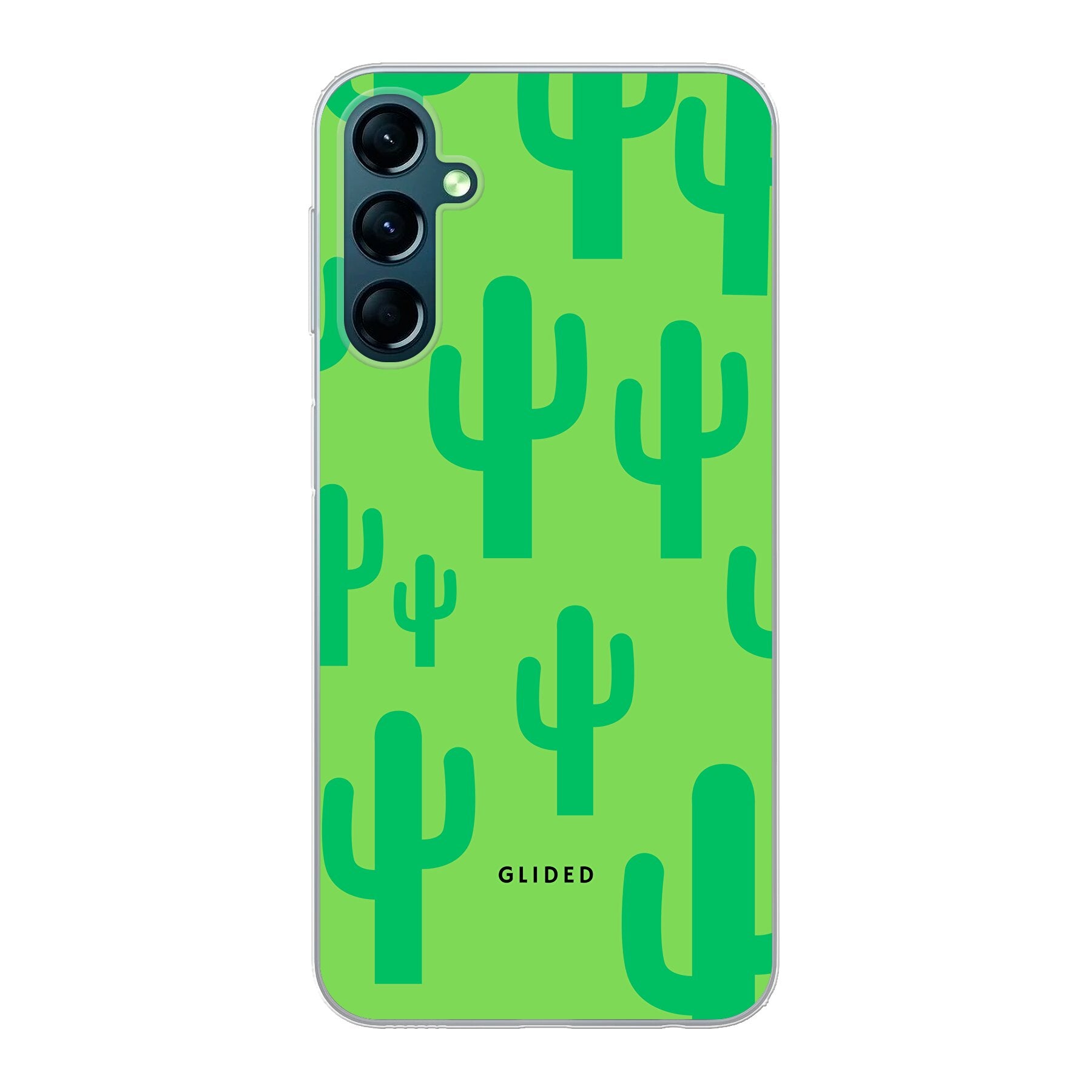Cactus Spikes Handyhülle für Samsung Galaxy A24 mit lebendigem Kaktusdesign auf grünem Hintergrund, idealer Schutz und Stil.
