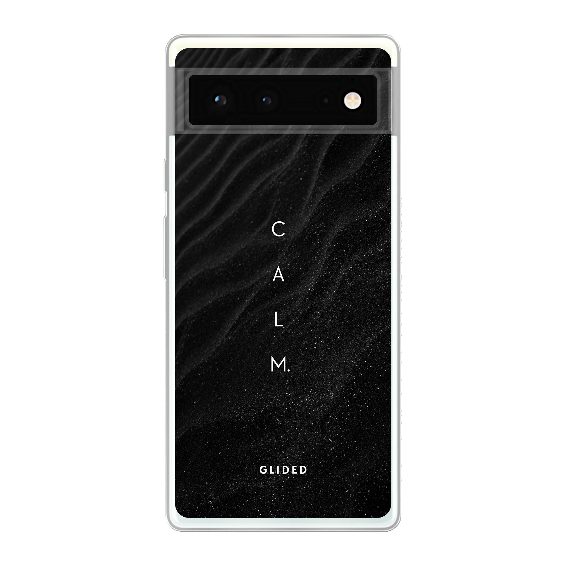 Minimalistische 'Calm' Handyhülle für Google Pixel 6 mit beruhigendem Design und Schriftzug.