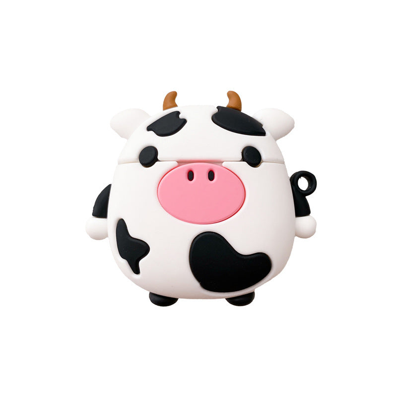 Cartoon Sitting Cow Headphone Cover in silicone, designed for AirPods Pro, featuring a cute cow design.