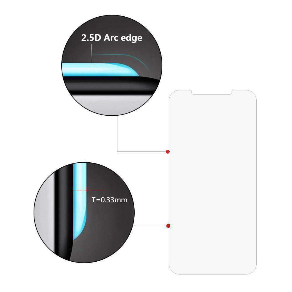 Case Friendly 2.5D Curved Anti Shatter Tempered Glass Screen Protector for iPhone Xs Max, showcasing its clarity and protective features.