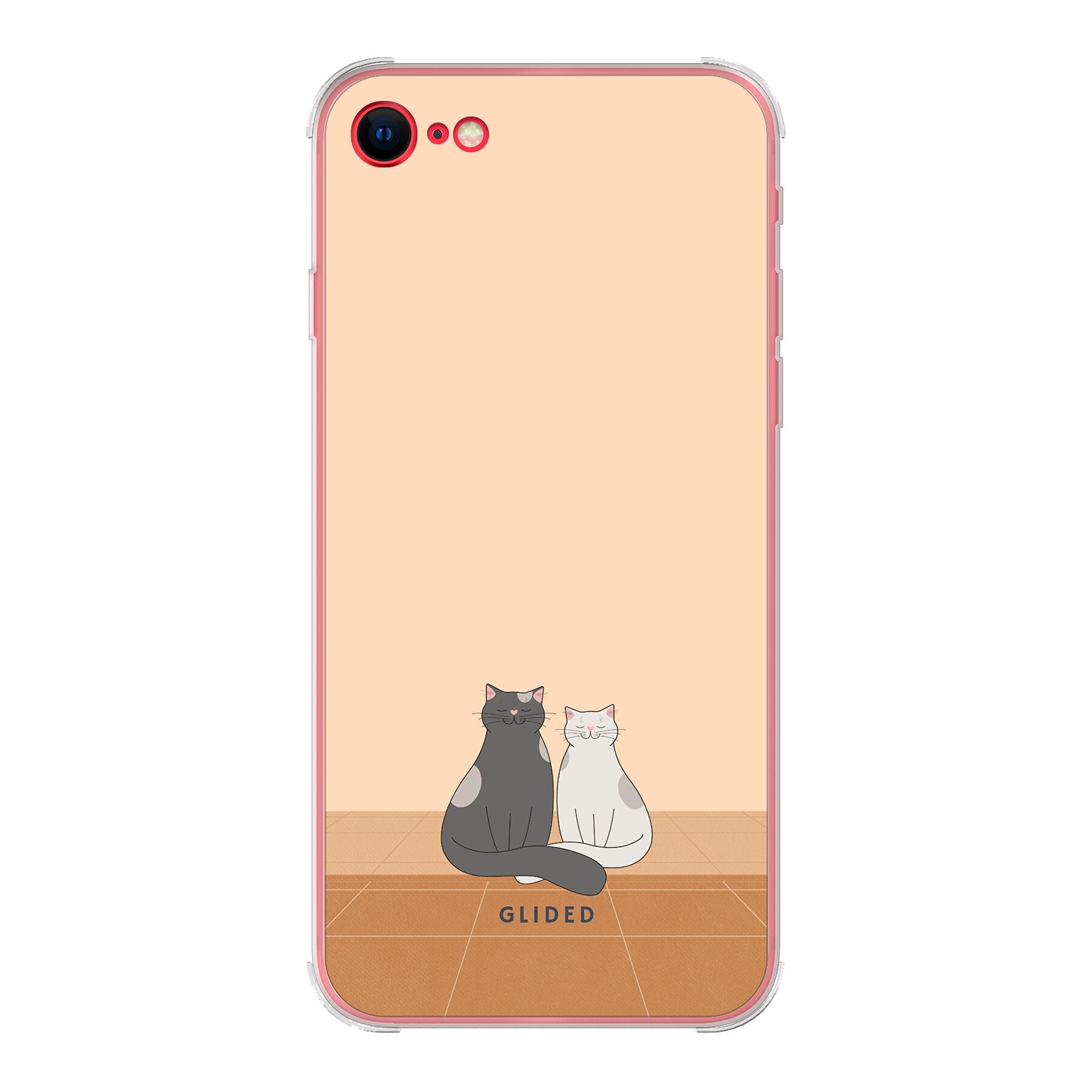 Catty Friends iPhone 7 Handyhülle mit zwei süßen Katzenfreunden auf aprikosenfarbenem Hintergrund, idealer Schutz und stilvolles Design.