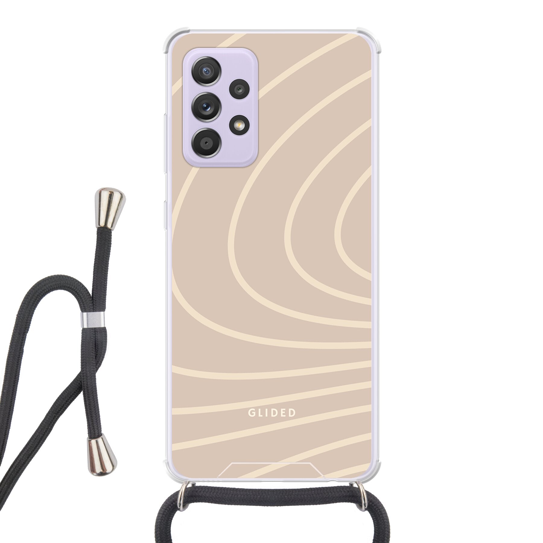 Celestia Handyhülle für Samsung Galaxy A52, A52 5G, A52s 5G mit ästhetischen Linien auf beigem Hintergrund, bietet stilvollen Schutz.