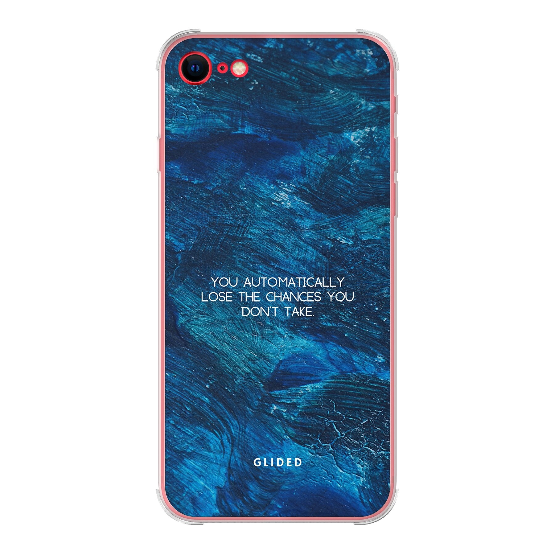 Chances Handyhülle für iPhone SE 2020 mit inspirierendem Spruch auf dunkelblauem Hintergrund, bietet Schutz und Stil.