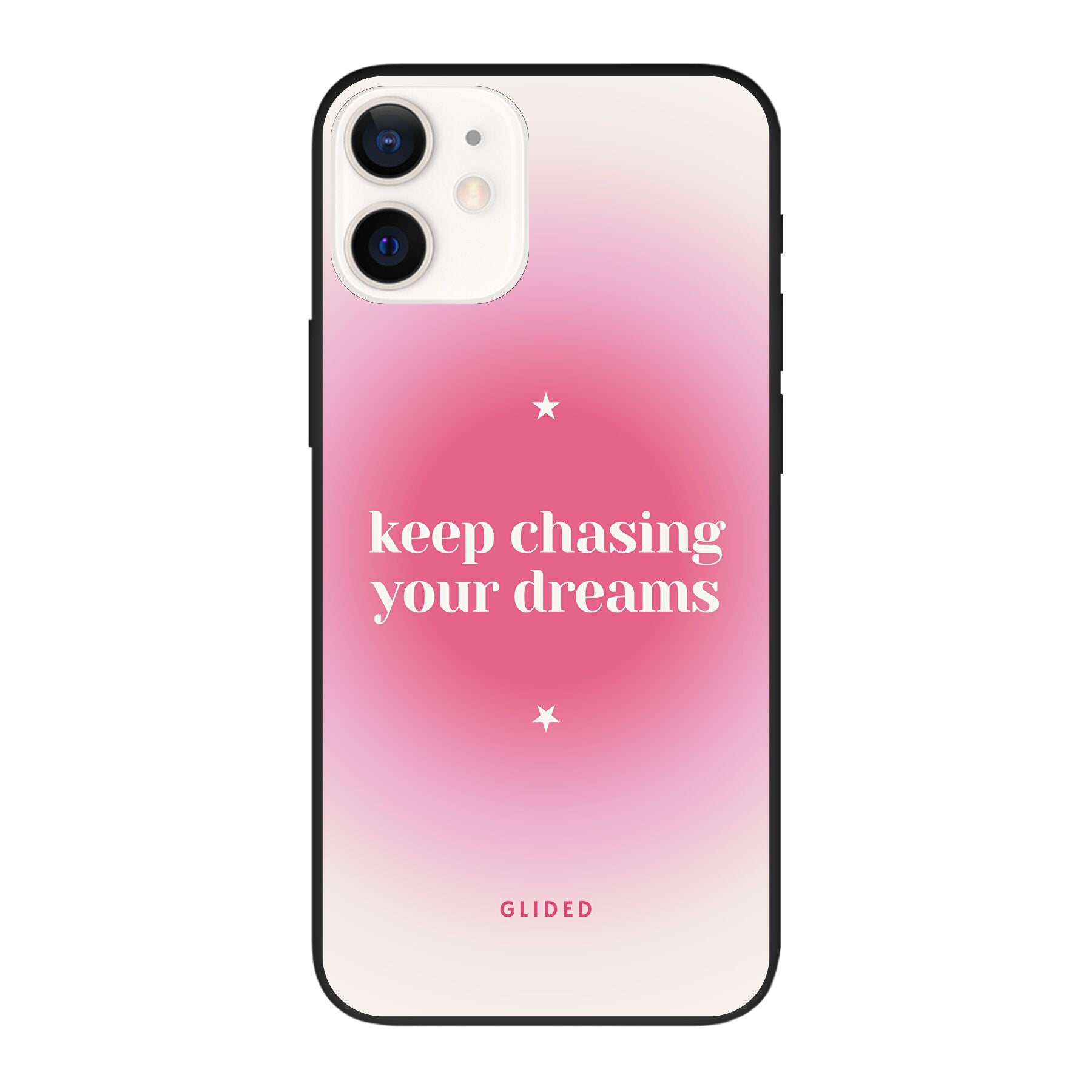 Chasing Dreams iPhone 12 Pro Handyhülle mit inspirierender Botschaft und schlankem Design, idealer Schutz für dein Smartphone.