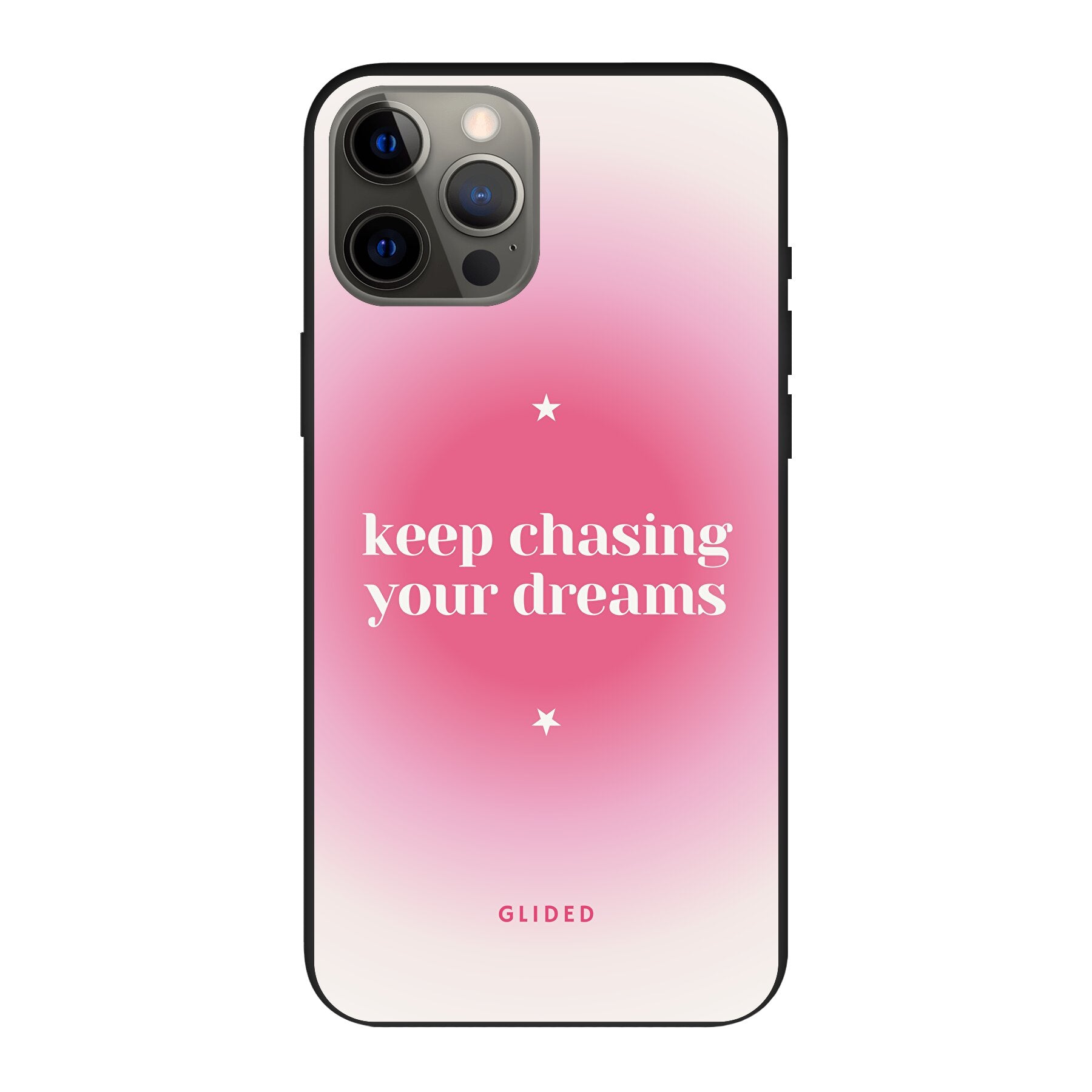 Chasing Dreams Handyhülle für iPhone 12 Pro Max mit inspirierender Botschaft und schlankem Design, idealer Schutz für dein Smartphone.
