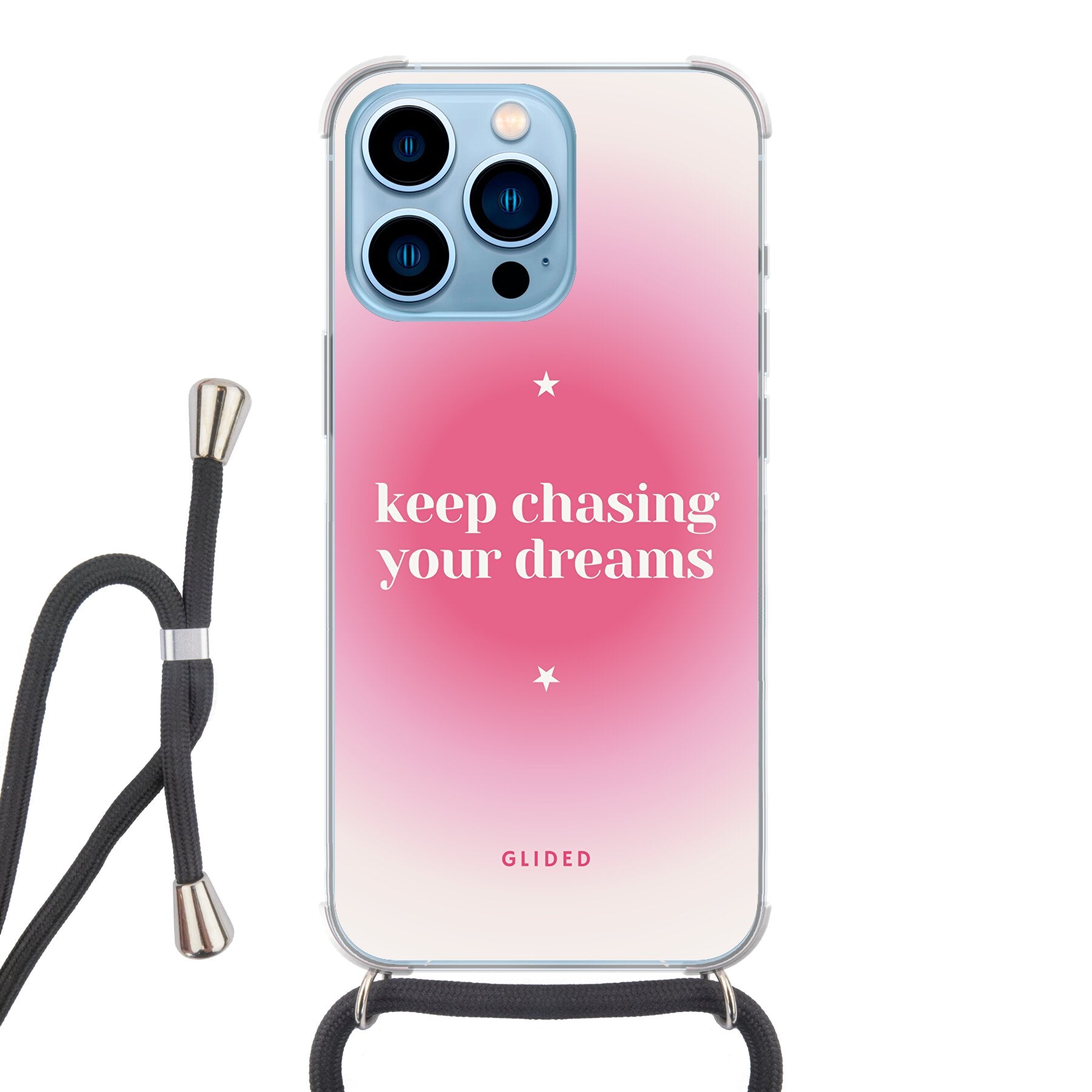 Chasing Dreams Handyhülle für iPhone 13 Pro mit inspirierender Botschaft und schlankem Design, idealer Schutz für dein Smartphone.