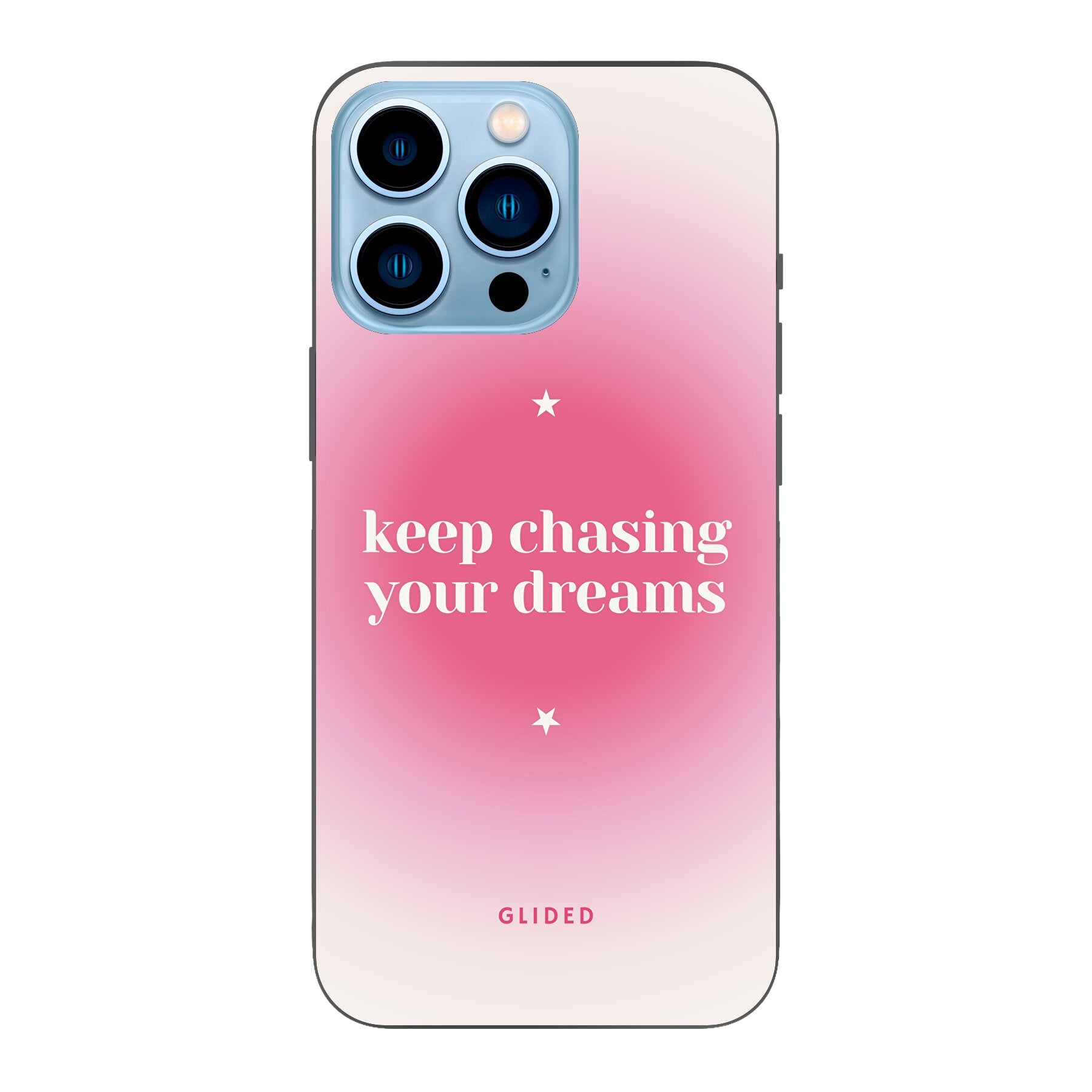 Chasing Dreams Handyhülle für iPhone 13 Pro mit inspirierender Botschaft und schlankem Design, idealer Schutz für dein Smartphone.