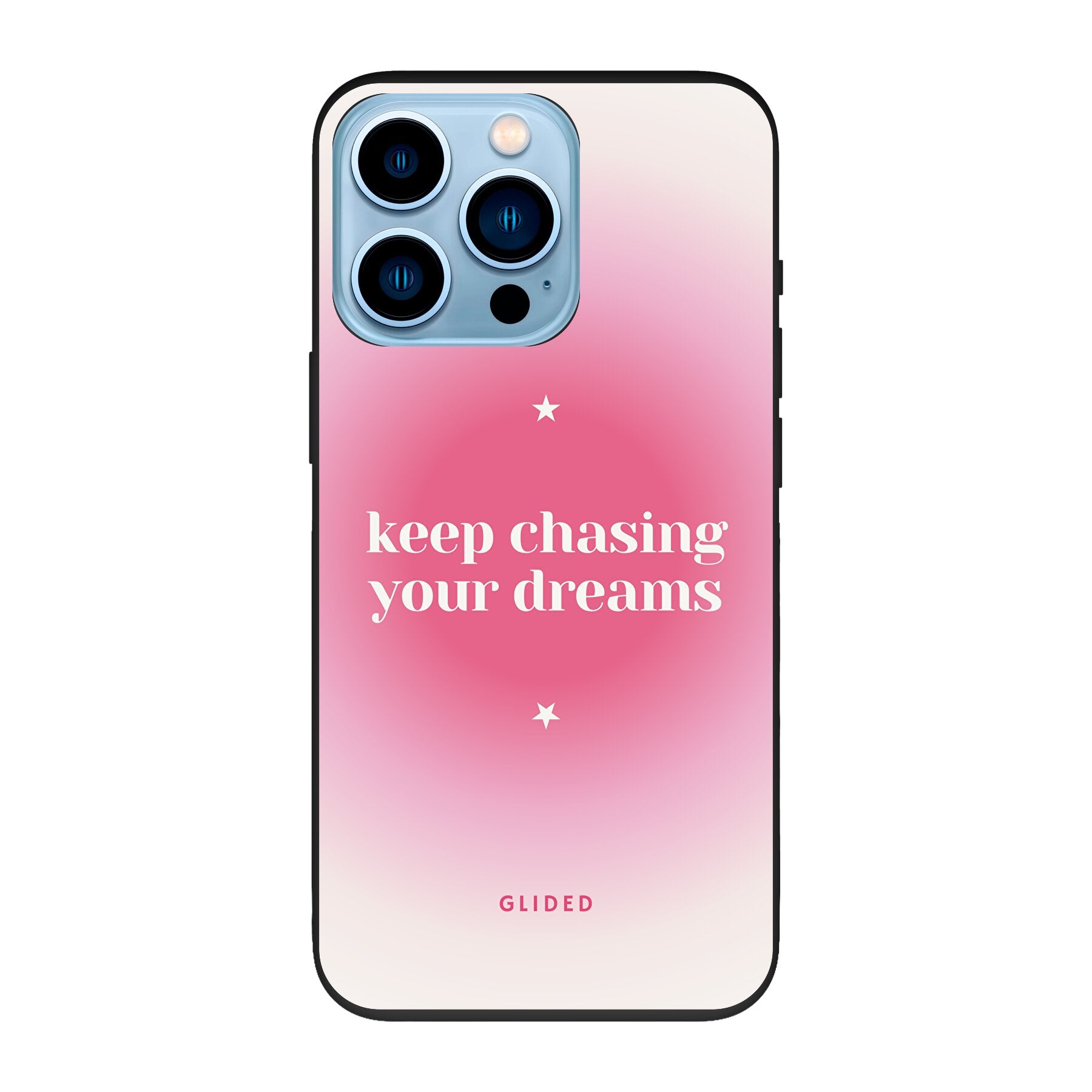 Chasing Dreams Handyhülle für iPhone 13 Pro mit inspirierender Botschaft und schlankem Design, idealer Schutz für dein Smartphone.