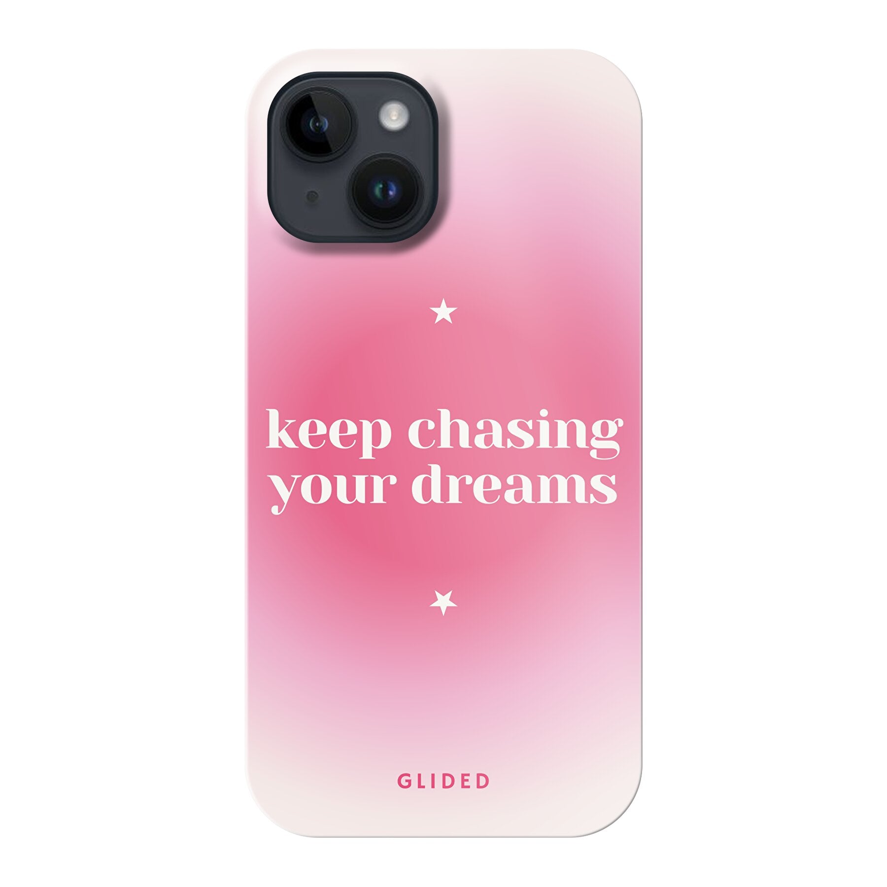 Chasing Dreams Handyhülle für iPhone 15 mit inspirierender Botschaft und schlankem Design, idealer Schutz und Zugang zu Funktionen.