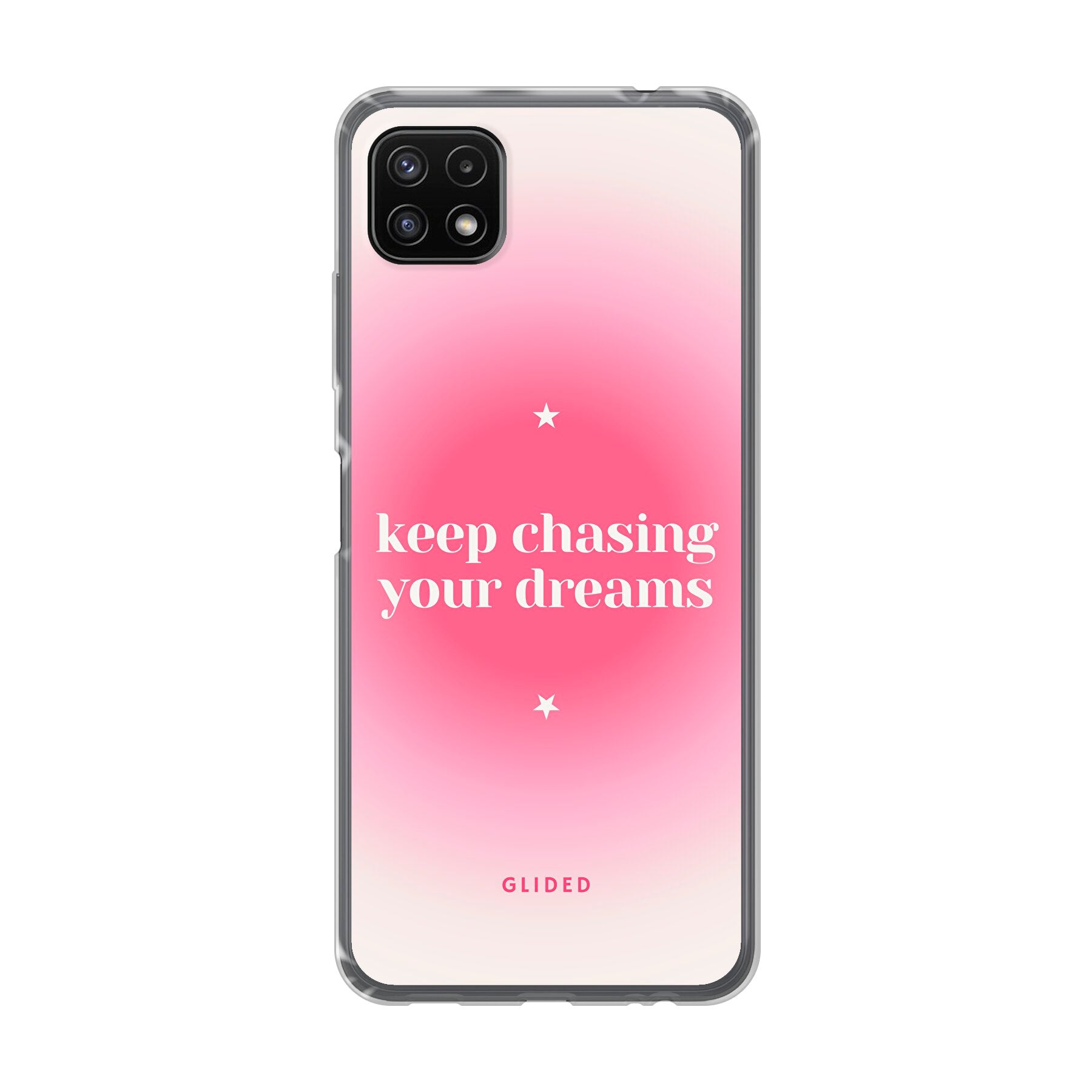 Chasing Dreams Handyhülle für Samsung Galaxy A22 5G mit inspirierender Botschaft und schlankem Design, idealer Schutz für dein Smartphone.