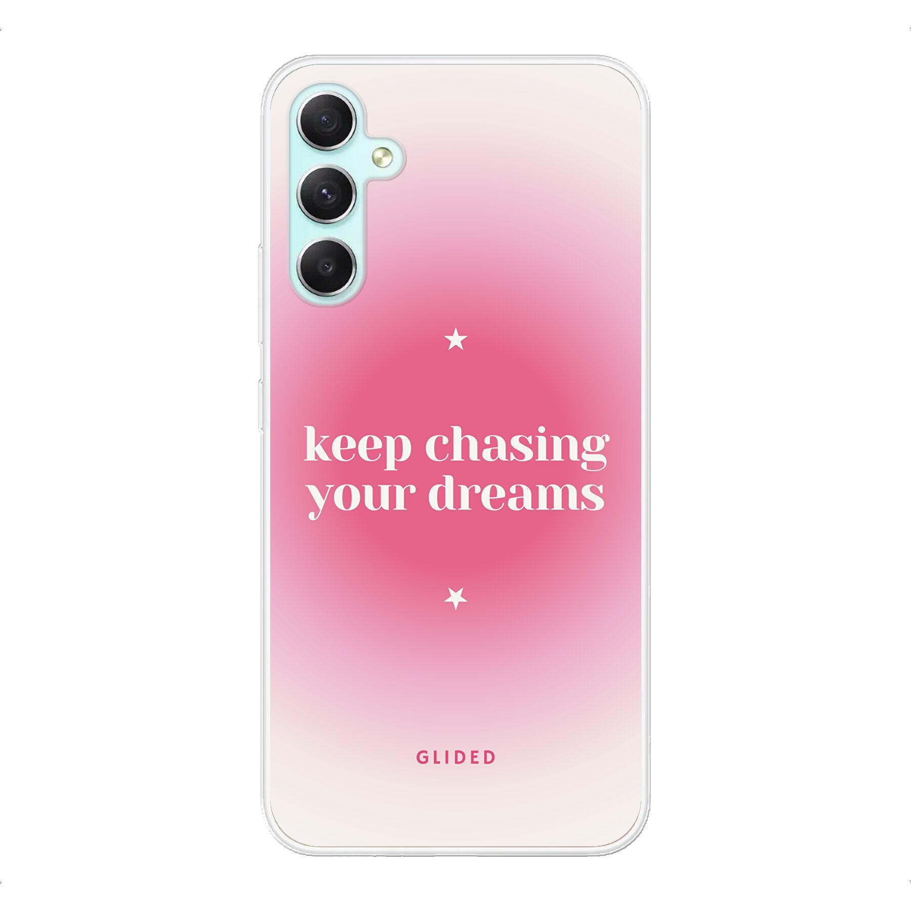 Motivierende 'Chasing Dreams' Handyhülle für Samsung Galaxy A34 mit inspirierender Botschaft und schlankem Design.