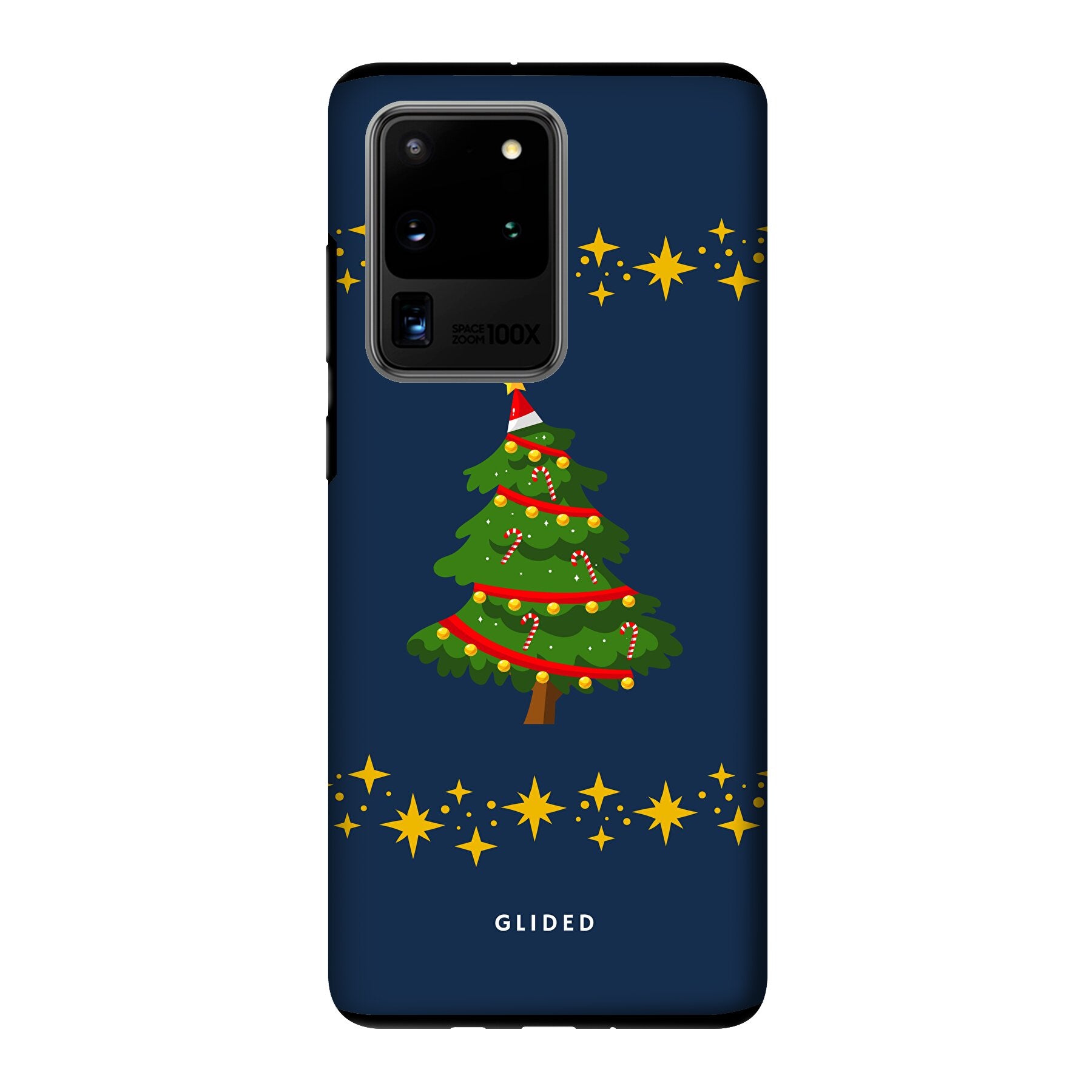 Festliche Weihnachtsbaum Handyhülle für Samsung Galaxy S20 Ultra, mit glitzerndem Schnee und robustem Schutz.