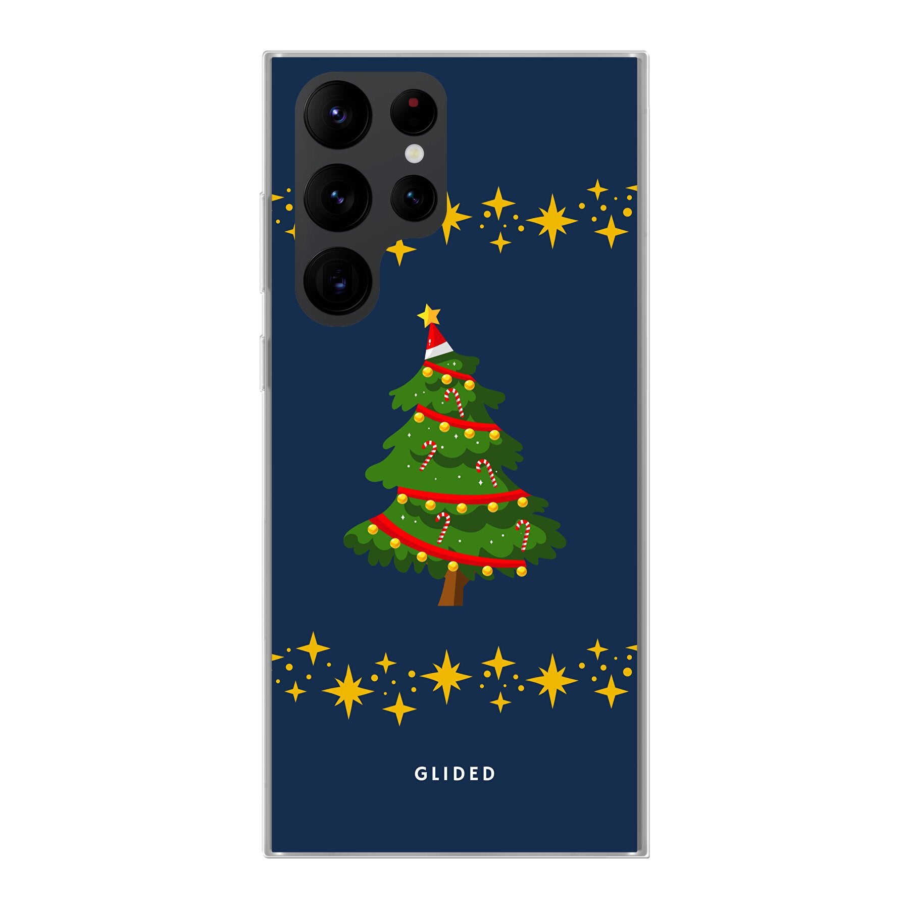 Festliche Weihnachtsbaum Handyhülle für Samsung Galaxy S20 Ultra, mit glitzerndem Schnee und robustem Schutz.