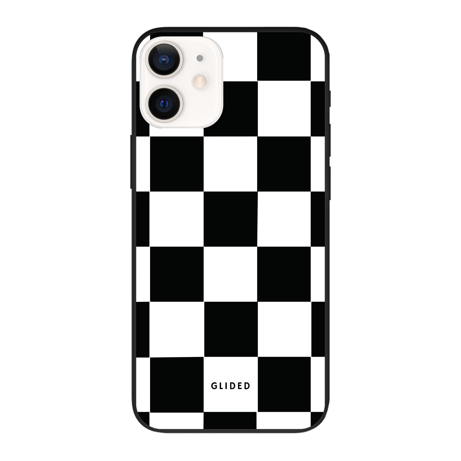 Elegante Classic Chess iPhone 12 Handyhülle mit traditionellem Schachbrettmuster, bietet stilvollen Schutz und Funktionalität.