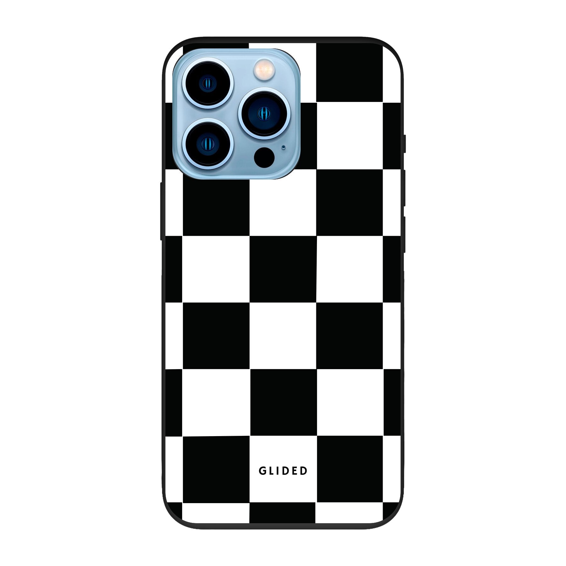 Elegante 'Classic Chess' iPhone 13 Pro Hülle mit traditionellem Schachbrettmuster, bietet stilvollen Schutz und Ausdruck von Persönlichkeit.