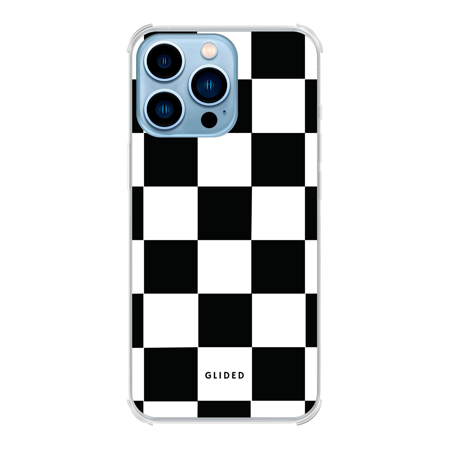 Elegante 'Classic Chess' iPhone 13 Pro Hülle mit traditionellem Schachbrettmuster, bietet stilvollen Schutz und Ausdruck von Persönlichkeit.