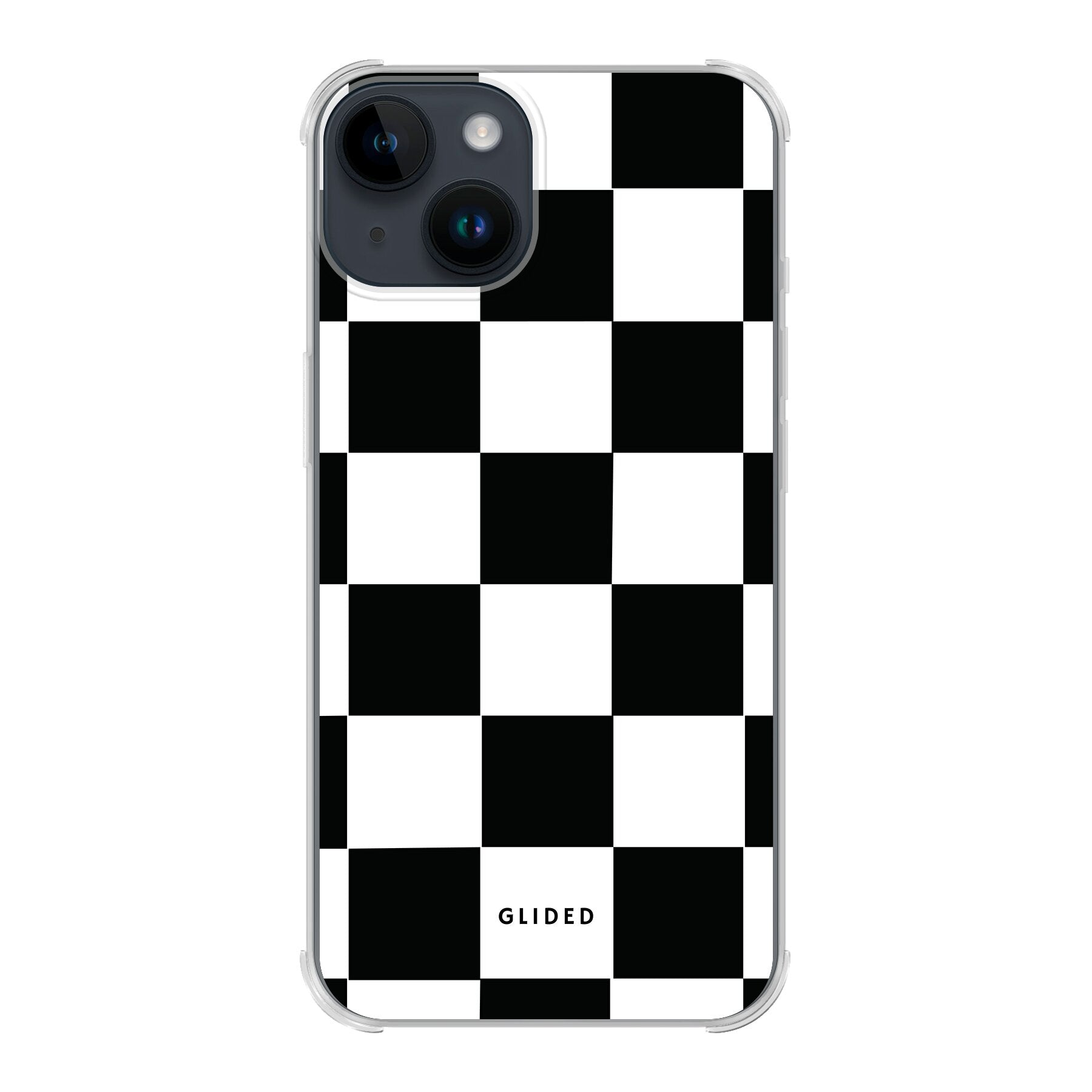 Elegante Classic Chess iPhone 14 Handyhülle mit traditionellem Schachbrettmuster, bietet stilvollen Schutz und Funktionalität.