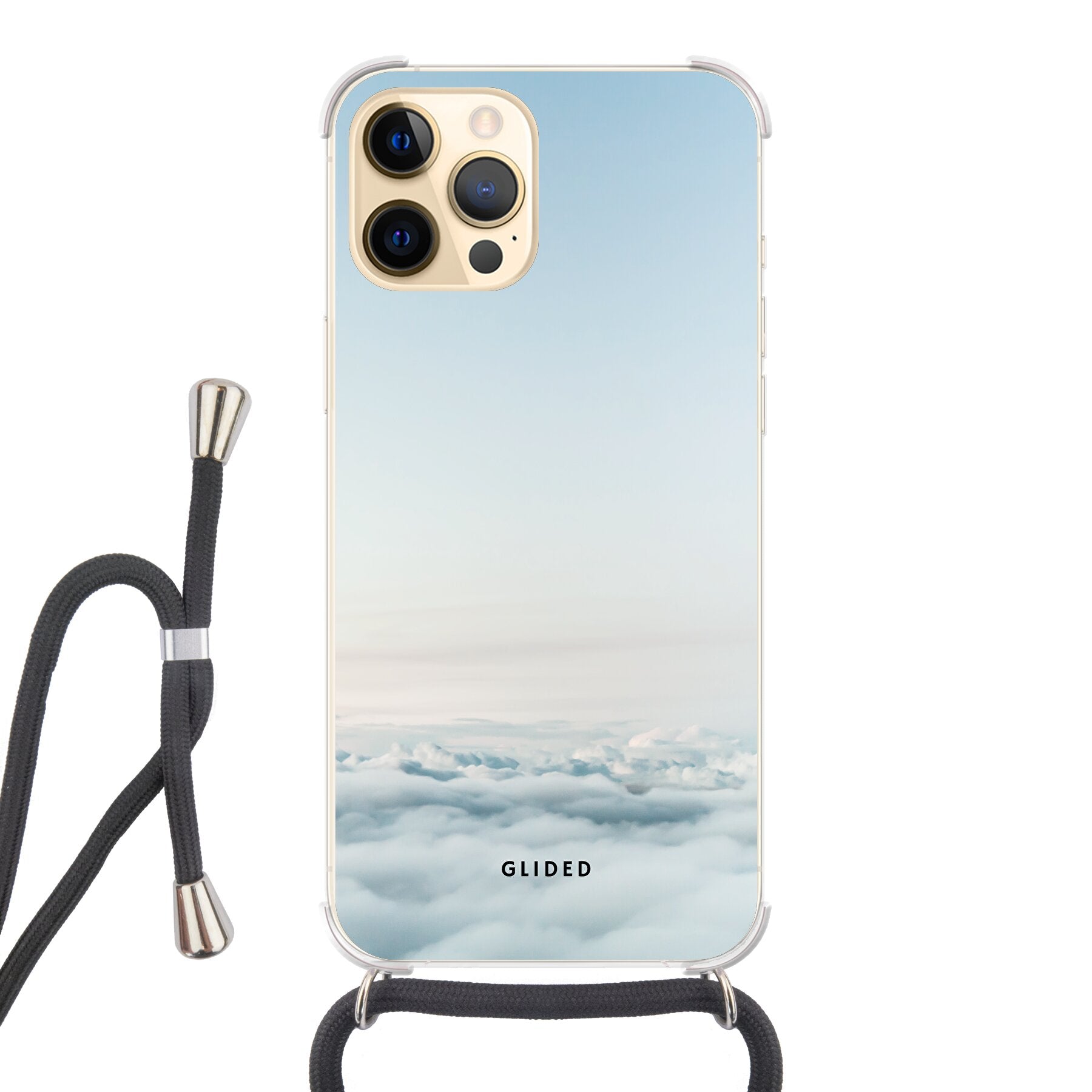 Cloudy Handyhülle für iPhone 12 Pro Max mit kunstvoll gestalteten Wolkenmotiven, die eine beruhigende Atmosphäre schaffen.