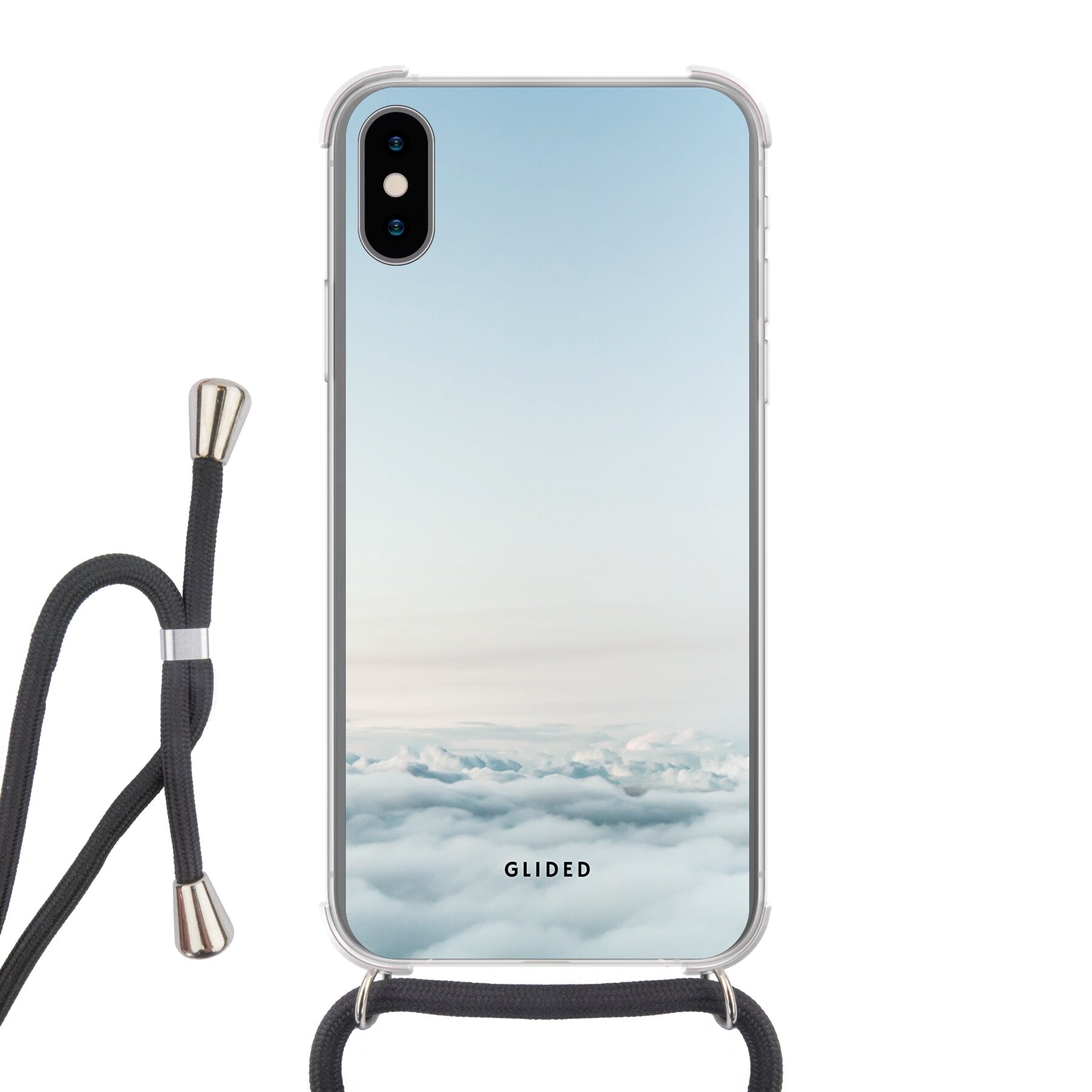 Cloudy iPhone X/Xs Handyhülle mit sanften Wolken-Design, bietet stilvollen Schutz und ästhetische Anmutung.