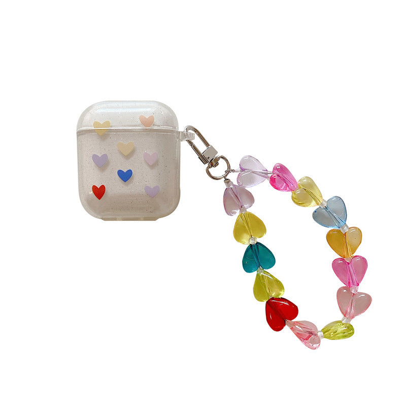 Color Love Chain Earphone Protective Case for AirPods in a vibrant cartoon style with a chain design.