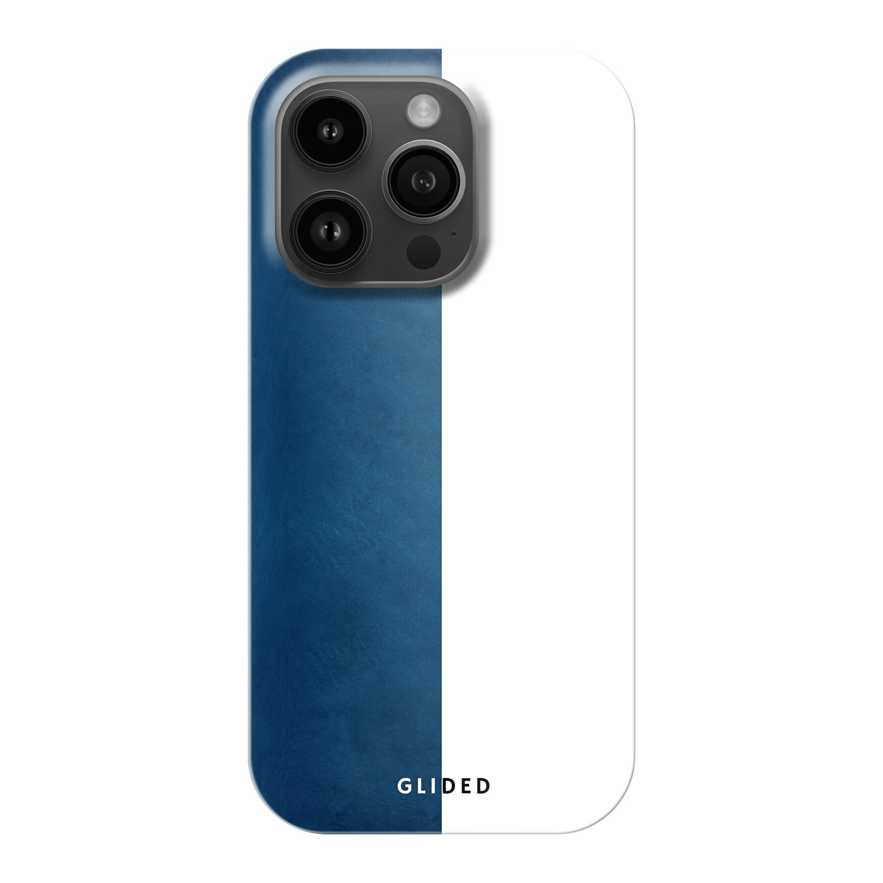 iPhone 14 Pro Handyhülle 'Contrast' in Blau und Weiß, bietet stilvollen Schutz und einzigartiges Design.